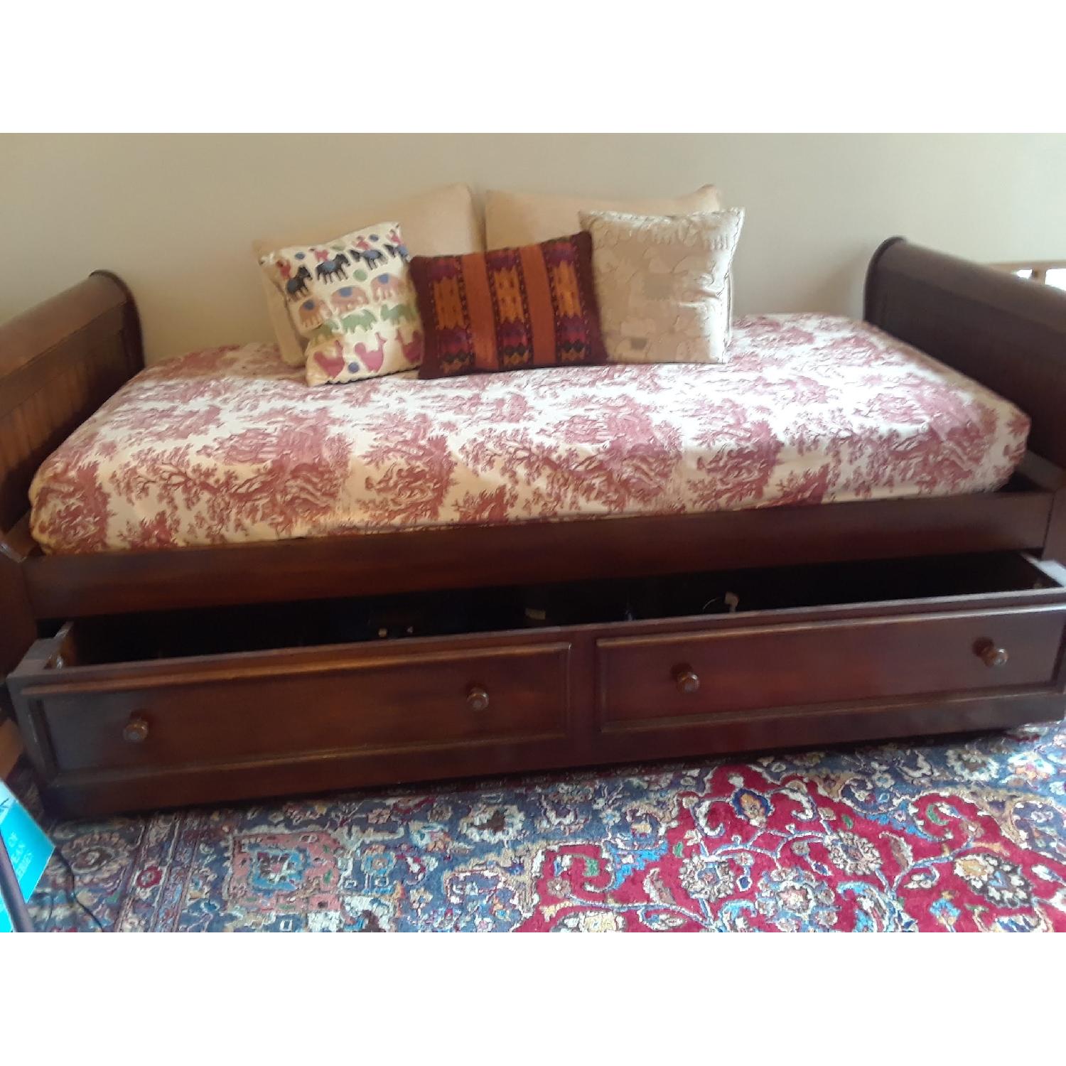 Pottery Barn Wood DayBed w/ Trundle & 2 Pillows - image-2