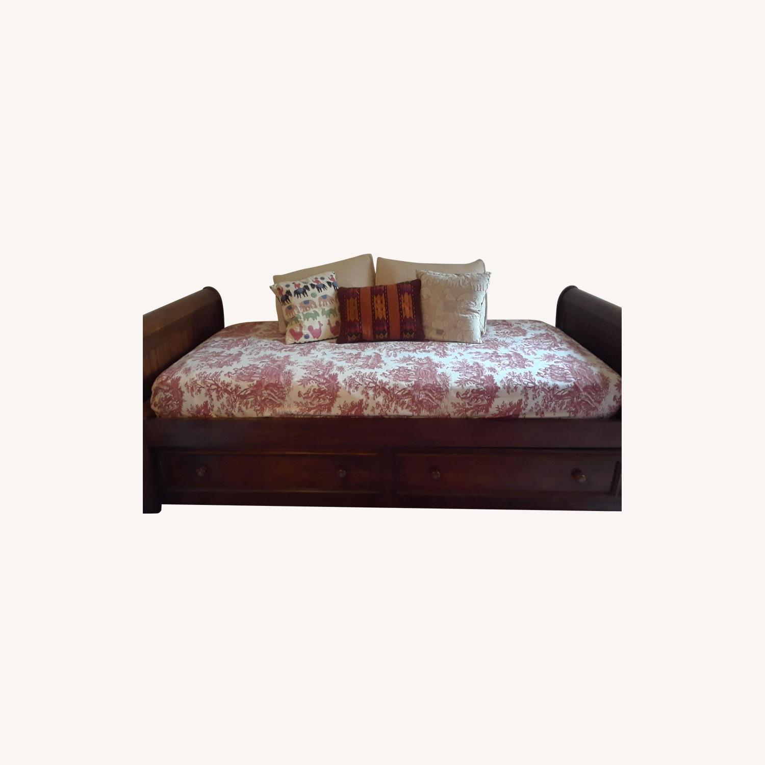 Pottery Barn Wood DayBed w/ Trundle & 2 Pillows - image-0