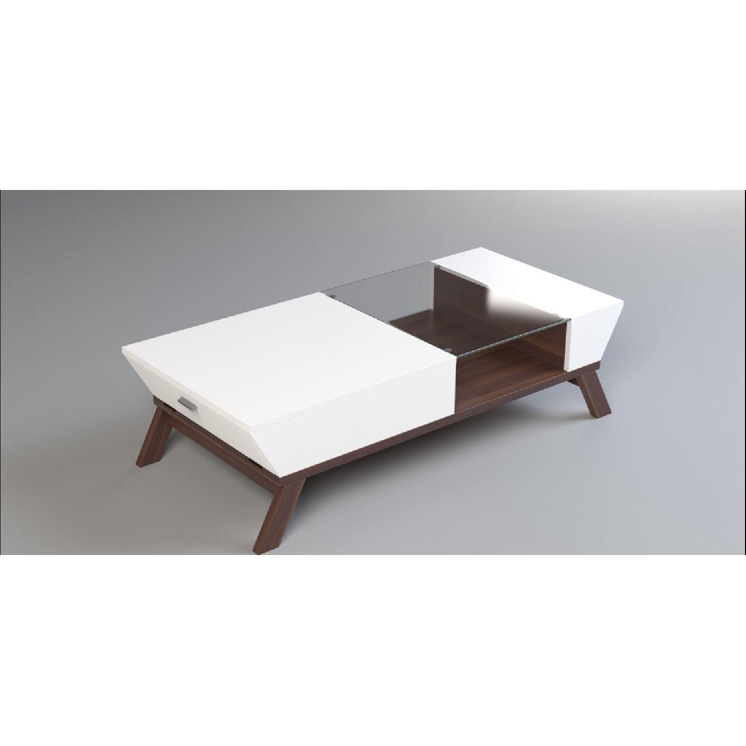 Mercury Row White Modern Coffee Table w/ Tray Top - image-1