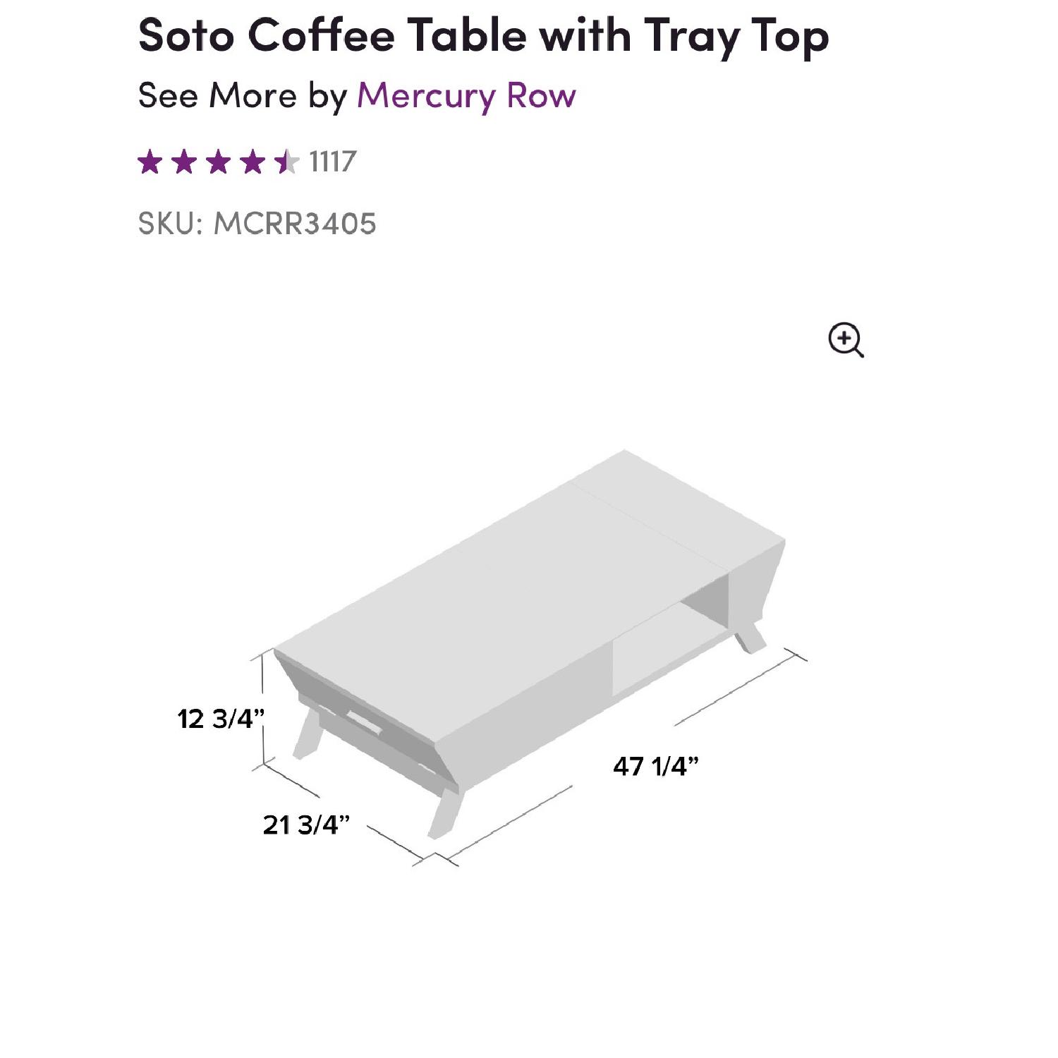 Mercury Row White Modern Coffee Table w/ Tray Top - image-3