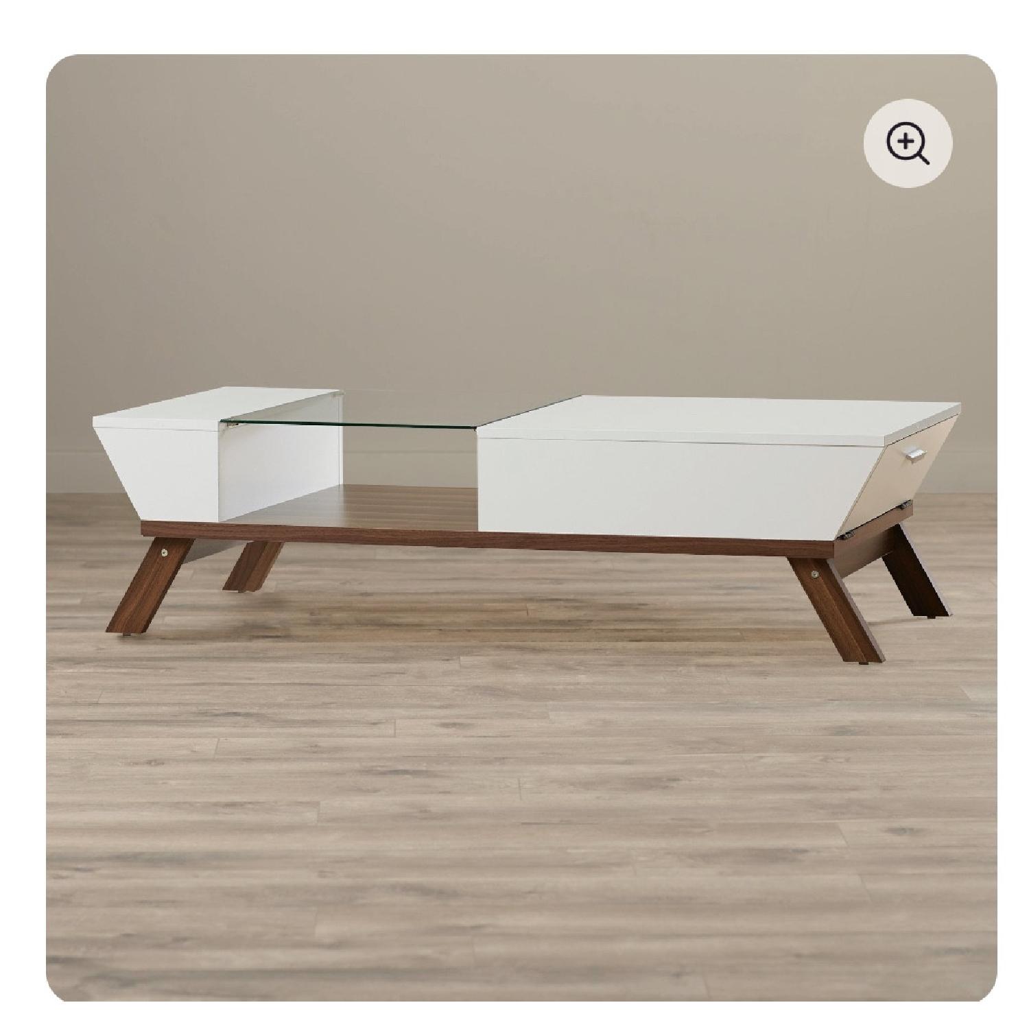 Mercury Row White Modern Coffee Table w/ Tray Top - image-4