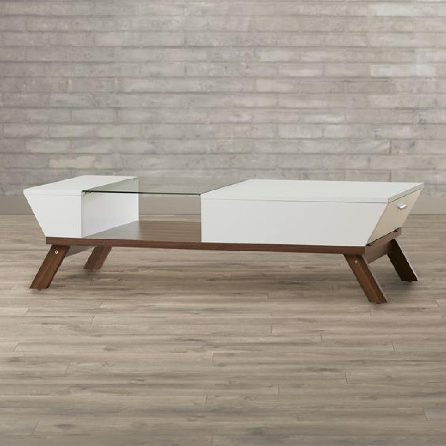 Mercury Row White Modern Coffee Table w/ Tray Top - image-6