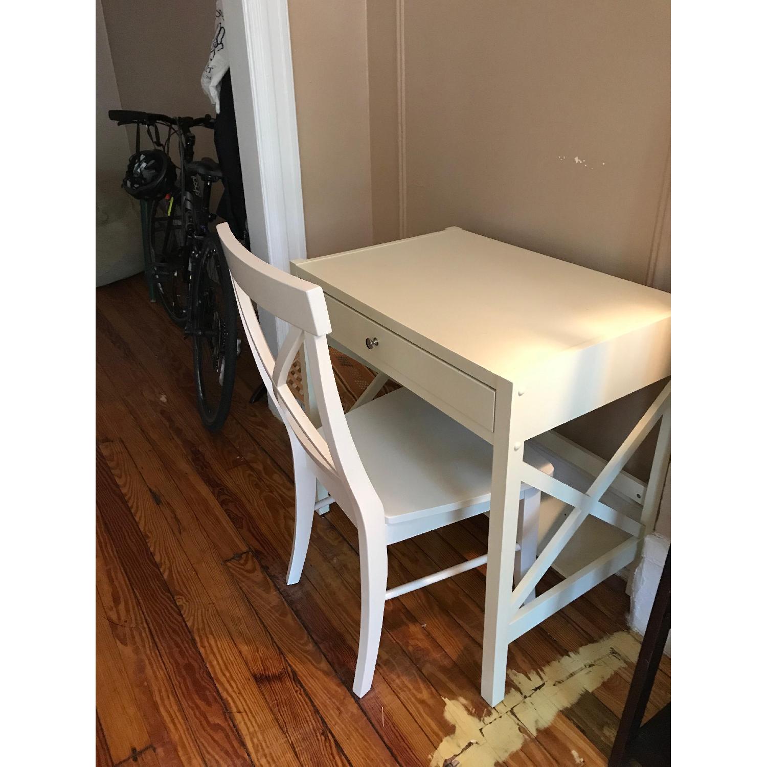 Simple Living Antique White Writing Desk & Chair - image-1