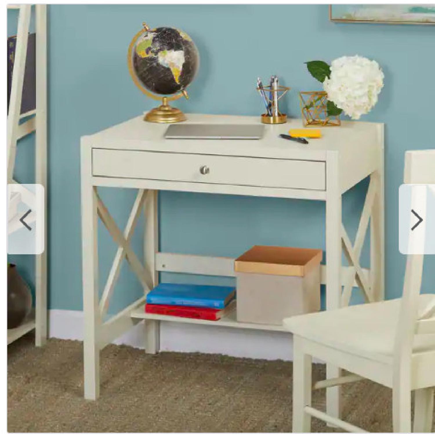 Simple Living Antique White Writing Desk & Chair - image-5