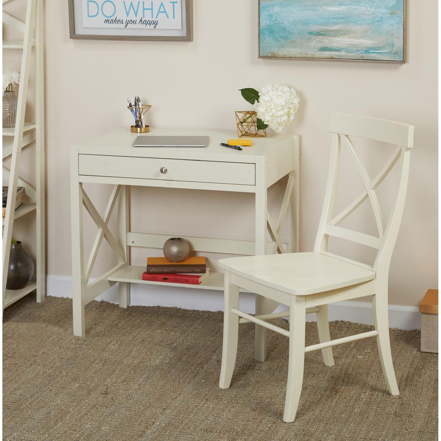 Simple Living Antique White Writing Desk & Chair - image-6