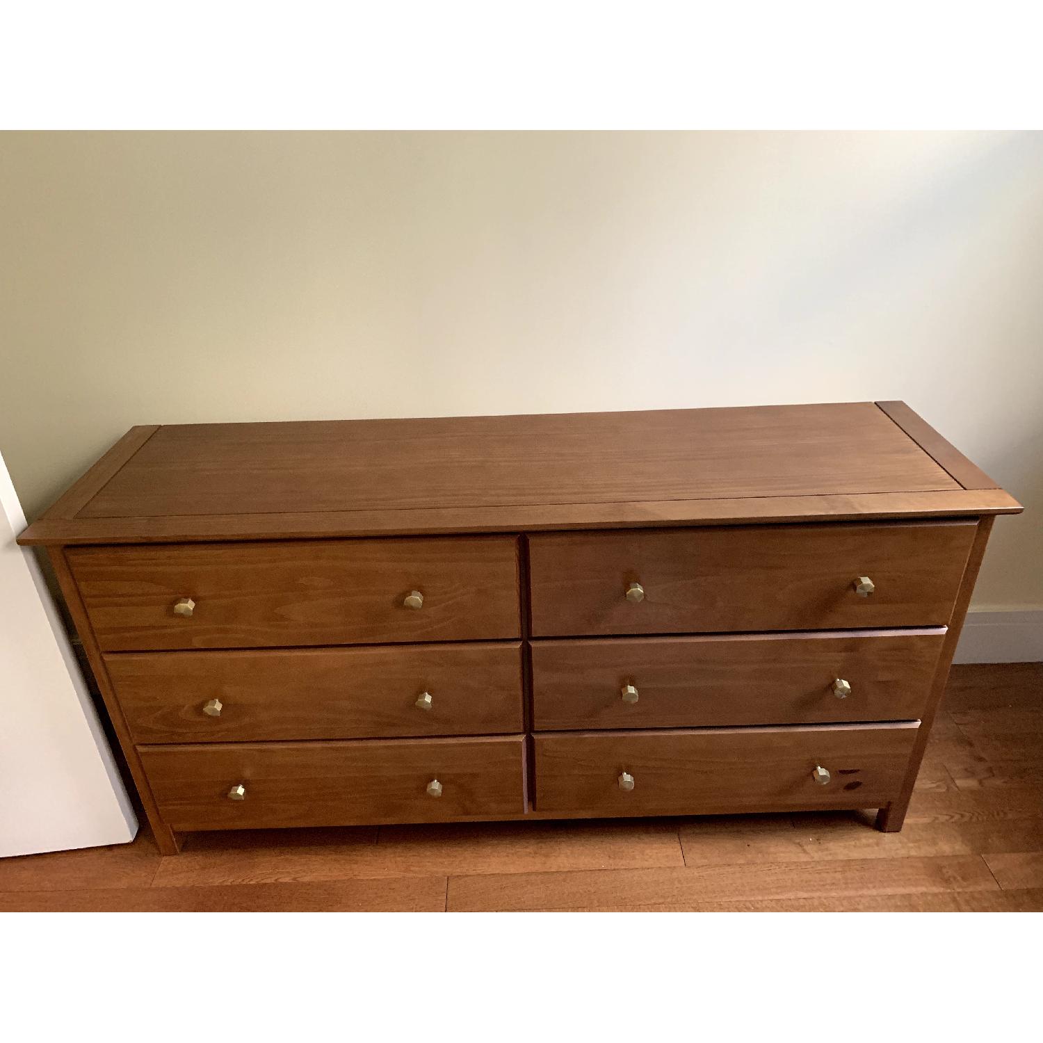 Walnut Dresser w/ Gold Anthropologie Knobs - image-1