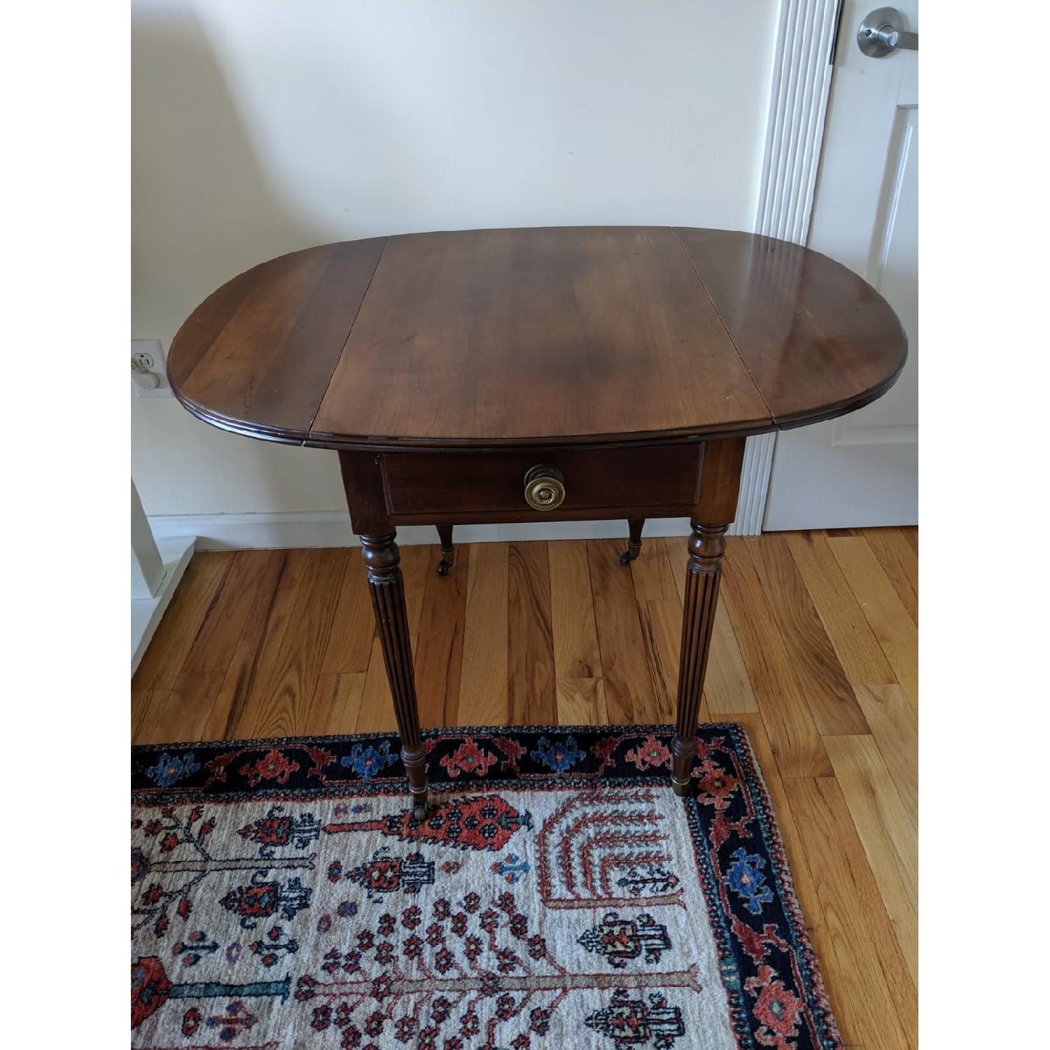 Statton Furniture Cherry Wood DropLeaf Side Table w/ Drawer AptDeco