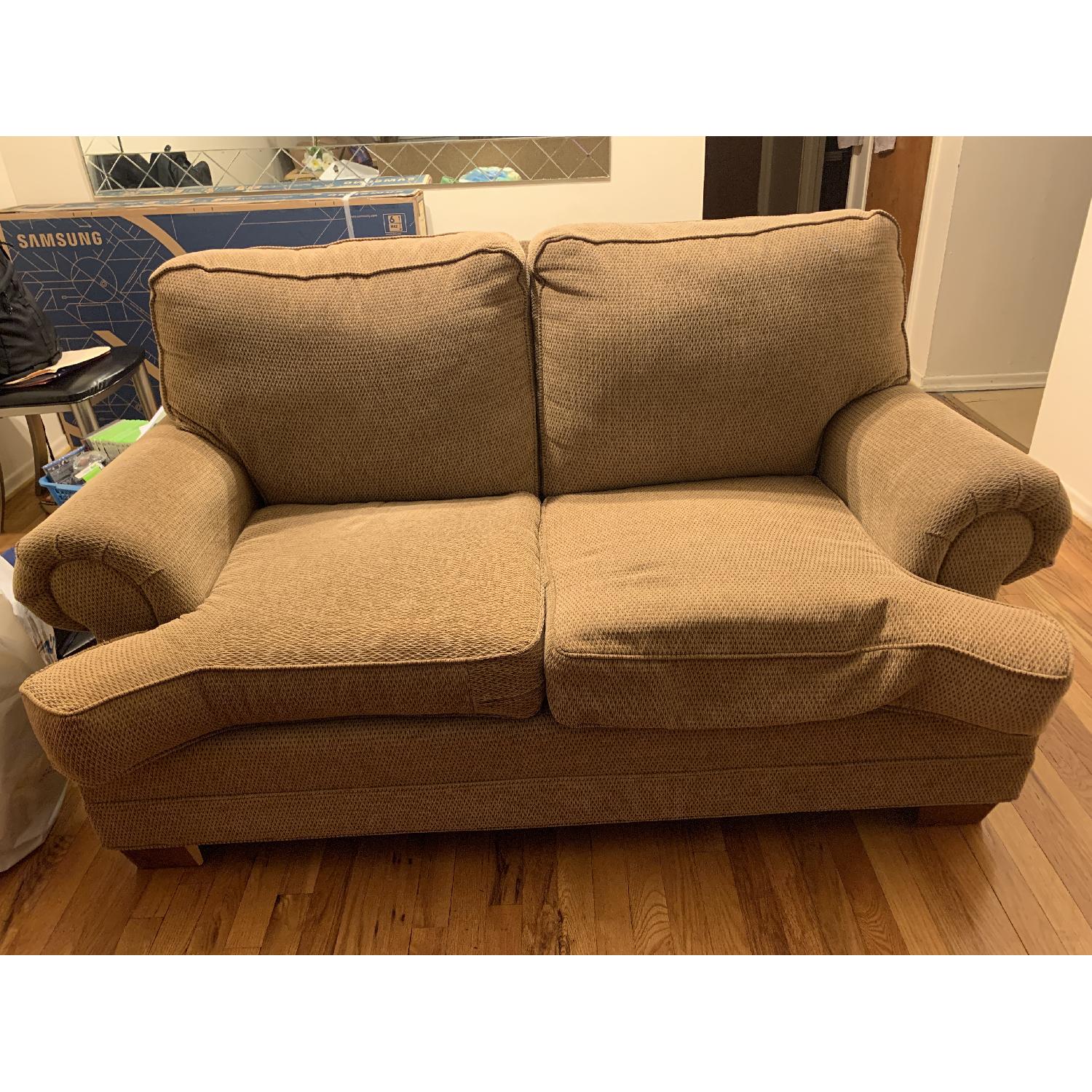 Beige Fabric Loveseat - image-1