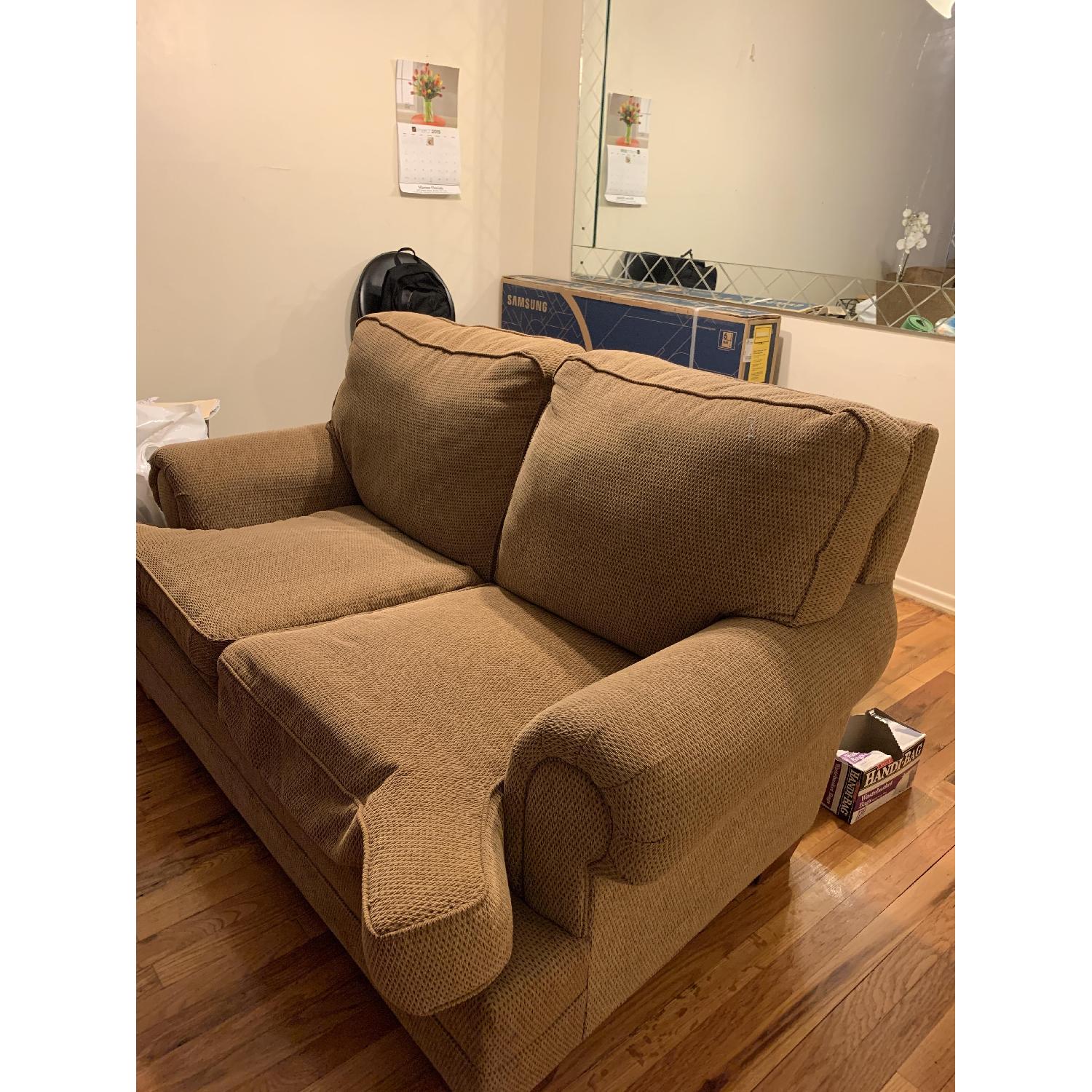 Beige Fabric Loveseat - image-2