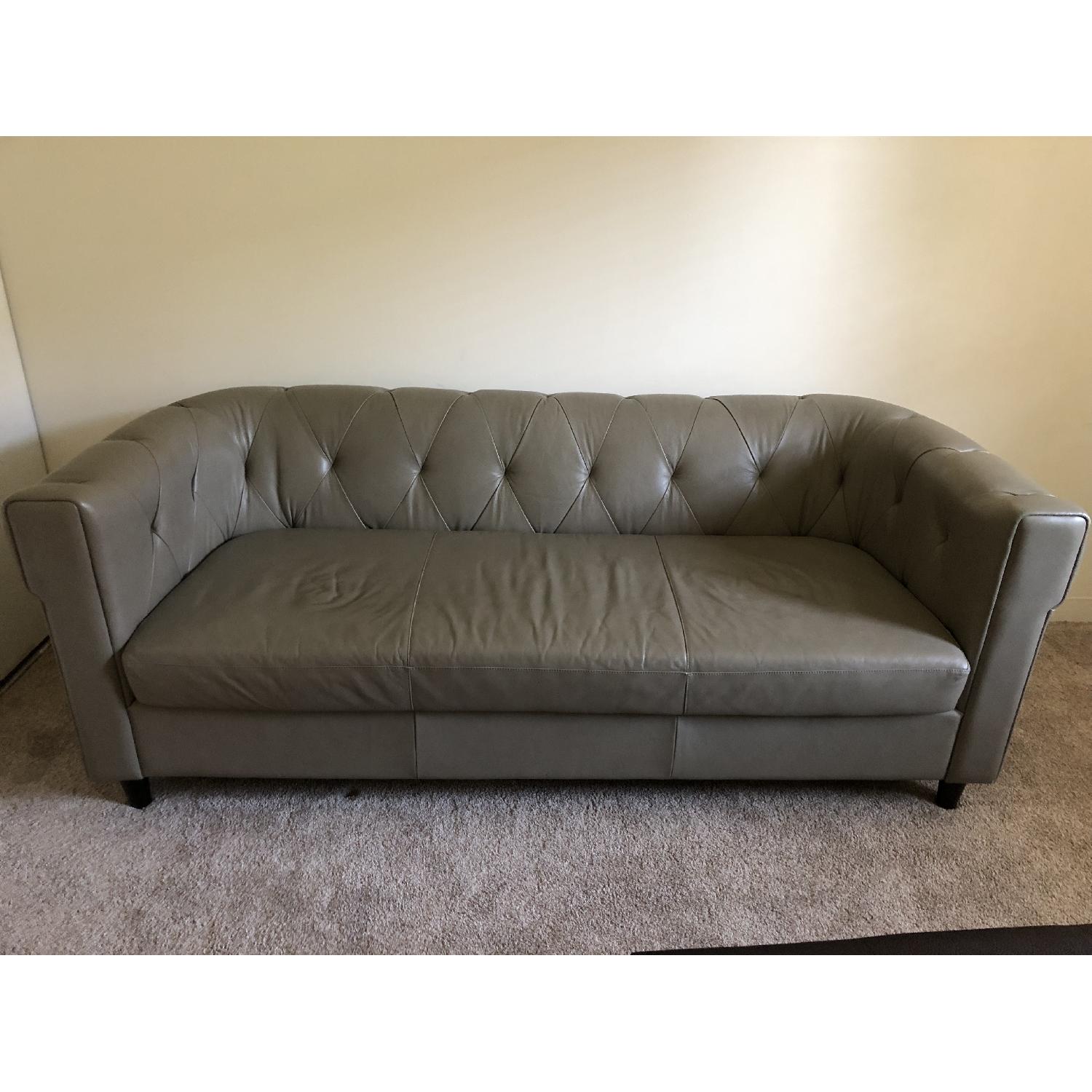 West Elm Grey Chesterfield Sofa - image-1