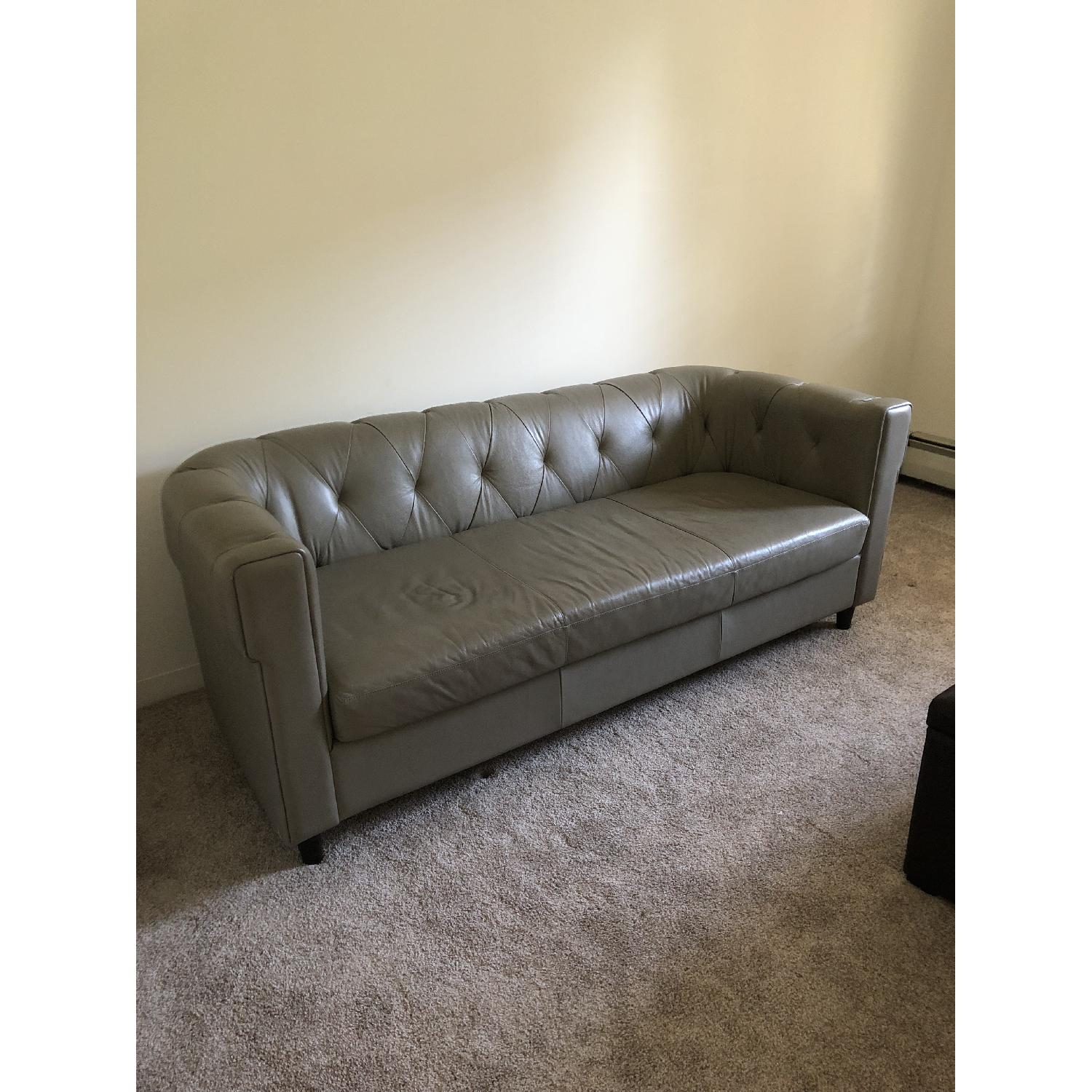 West Elm Grey Chesterfield Sofa - image-2