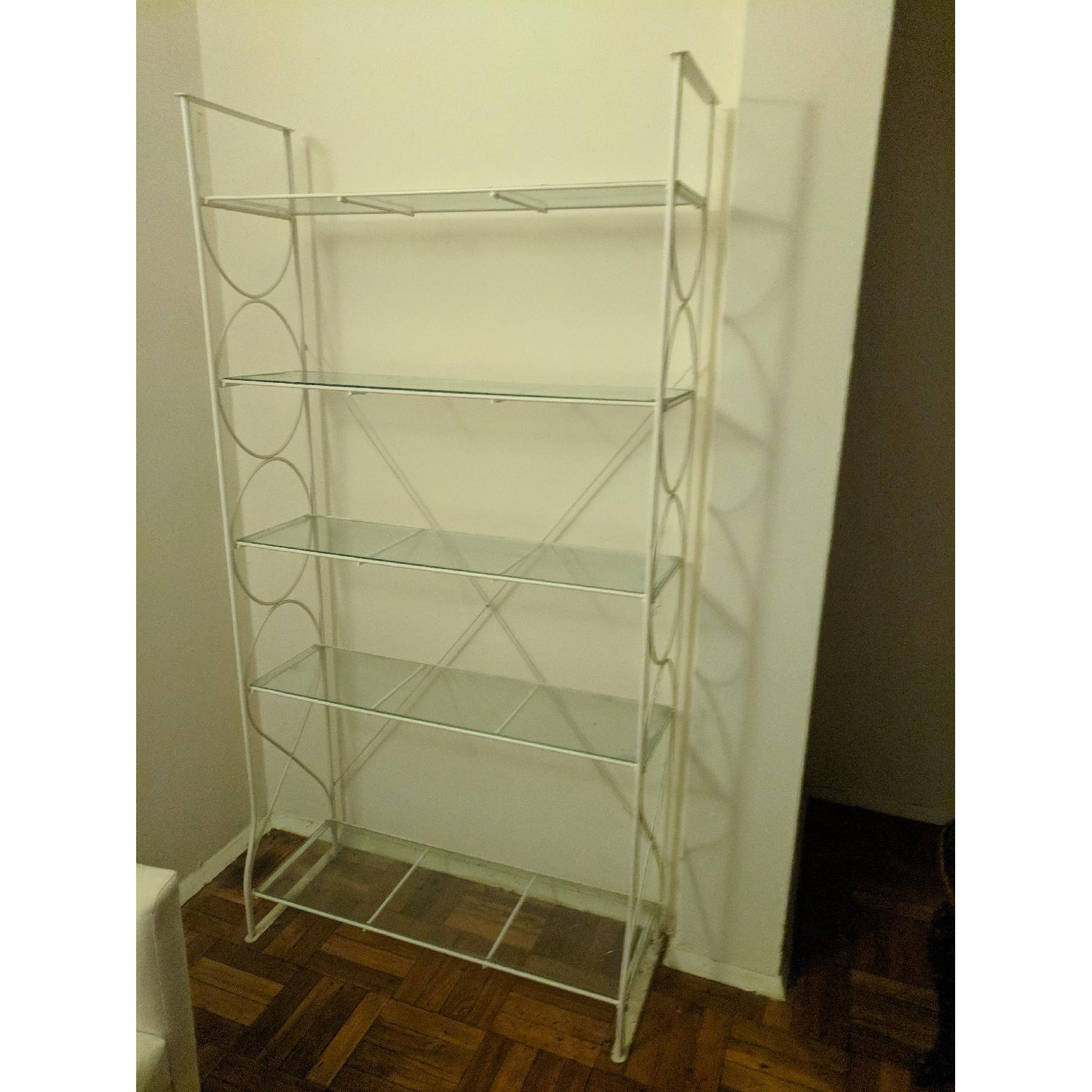 Ikea White & Glass Shelving Unit AptDeco