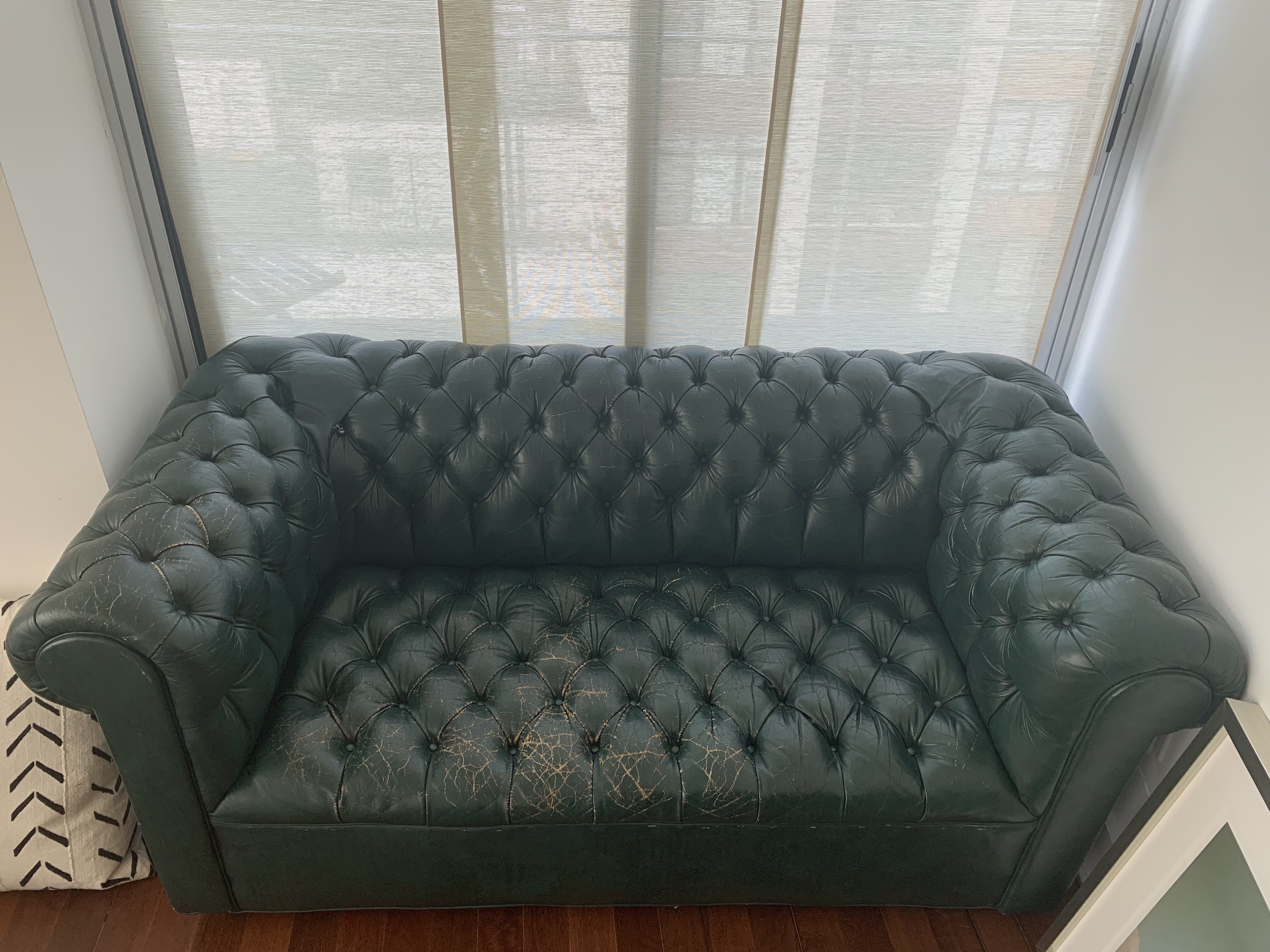Circa60 Vintage Hunter Green Chesterfield Loveseat