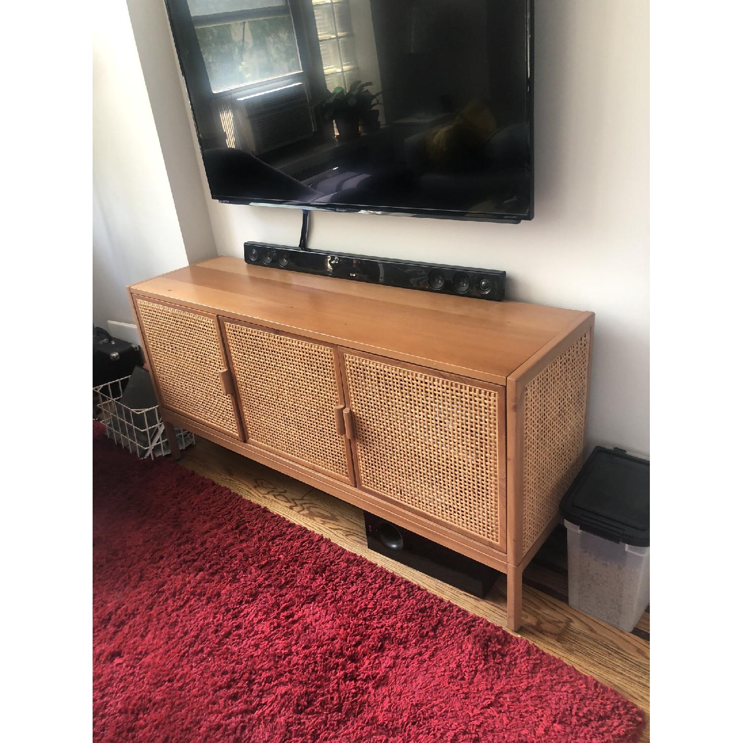 Cane TV Stand w/ Interior Shelving AptDeco