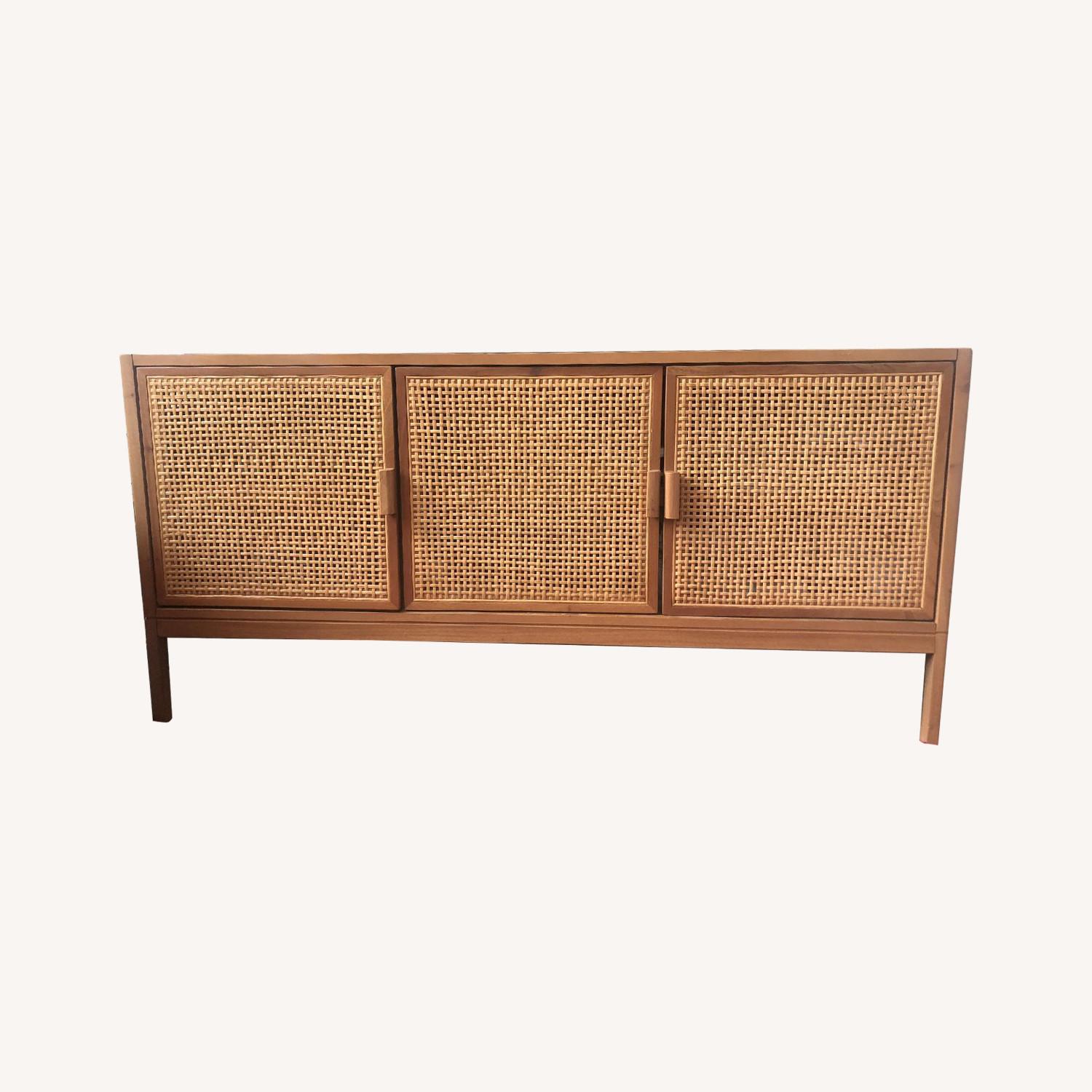 Cane TV Stand w/ Interior Shelving - image-0