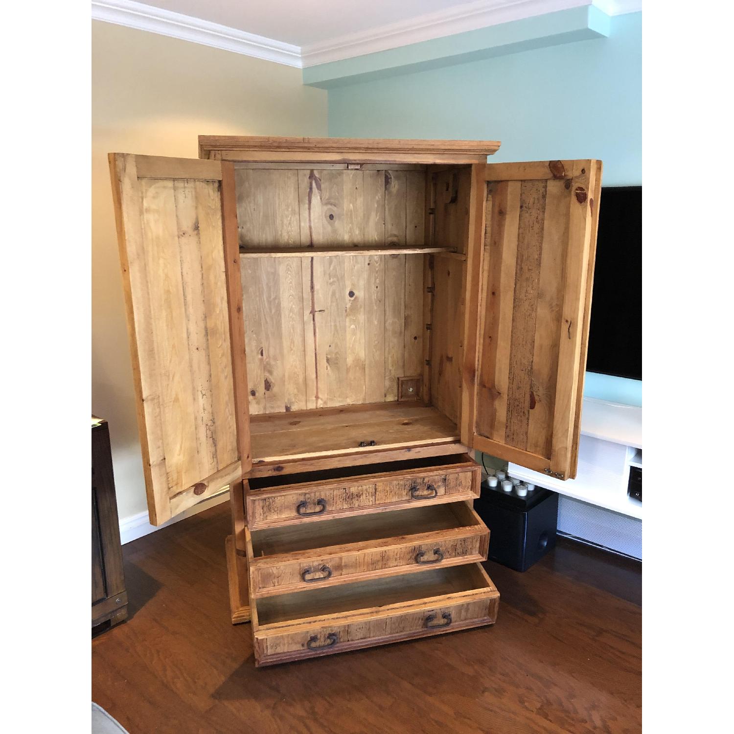 Country Rustic Wood Armoire w/ Rustic Hardware - image-1