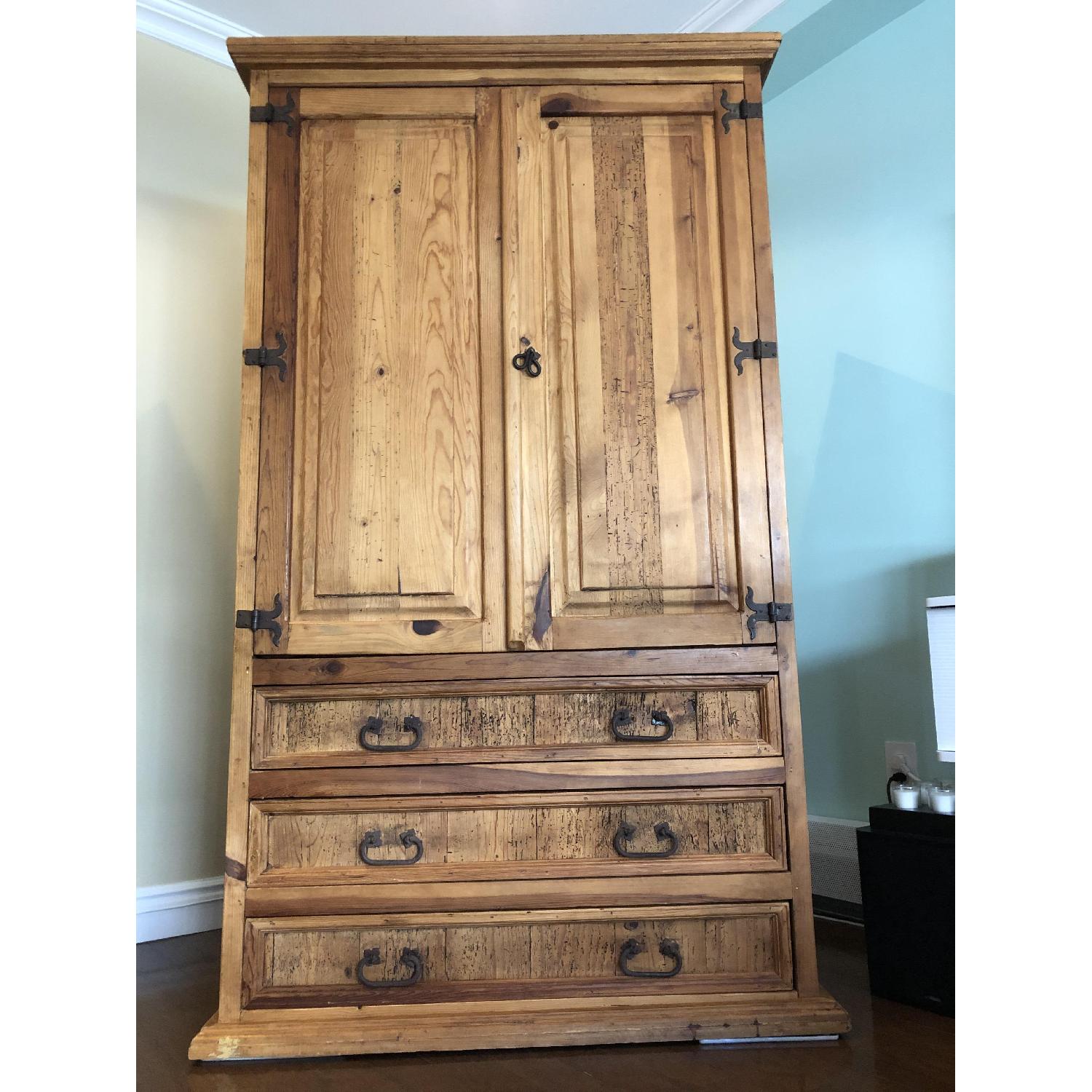 Country Rustic Wood Armoire w/ Rustic Hardware - image-4