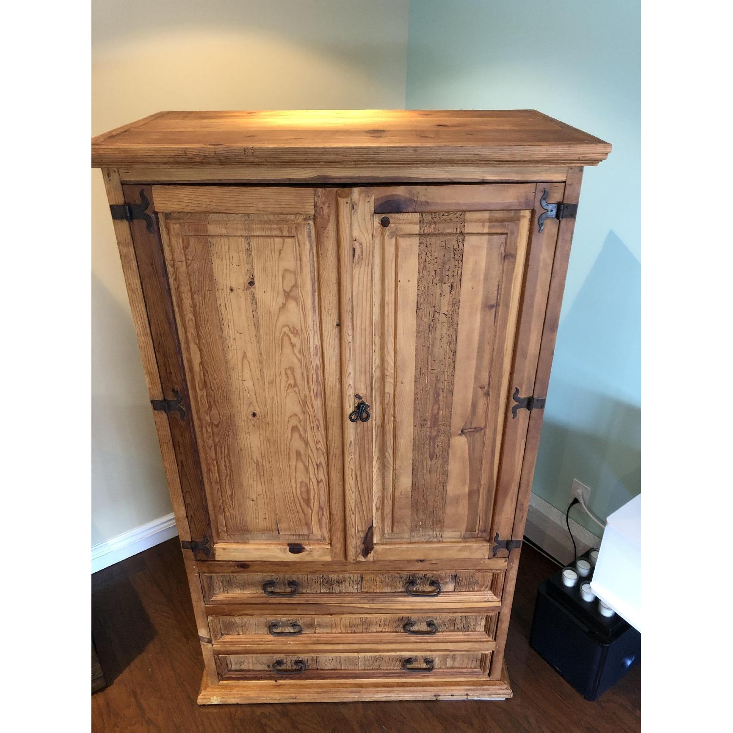 Country Rustic Wood Armoire w/ Rustic Hardware AptDeco