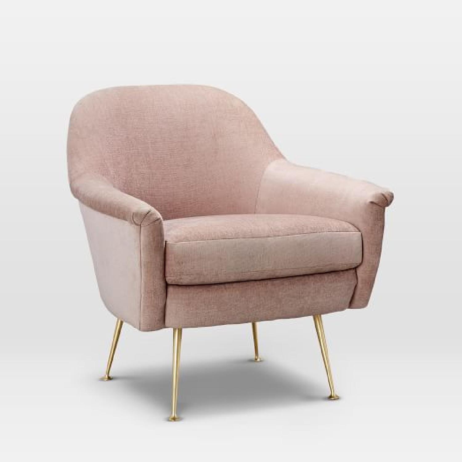 West Elm Phoebe Chair in Light Pink Distressed Velvet - image-1