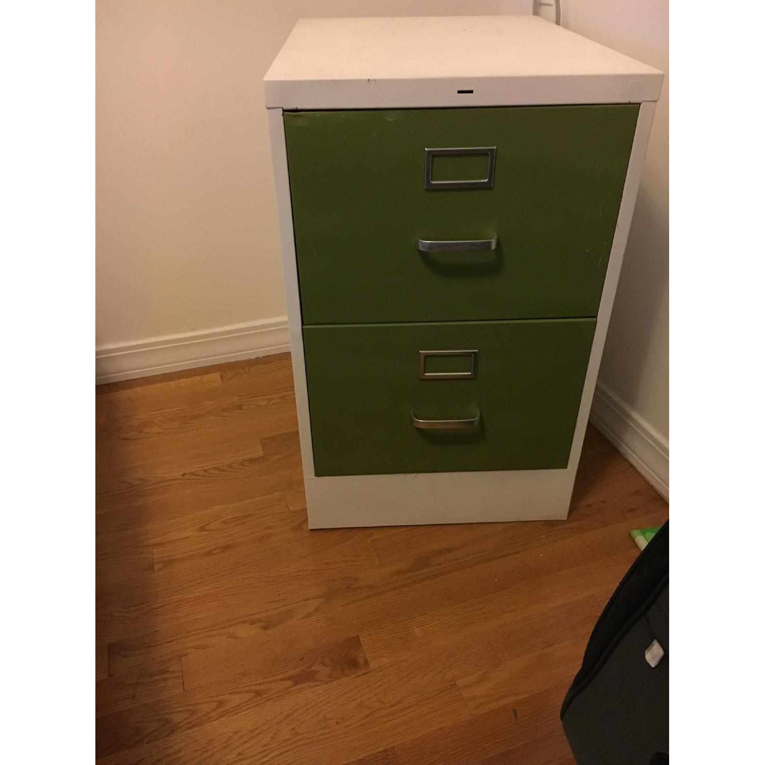 White & Green File Cabinet - image-1