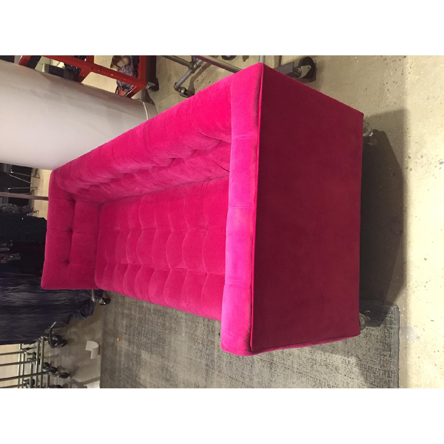 Hot Pink Velvet Tufted Sofa - image-2