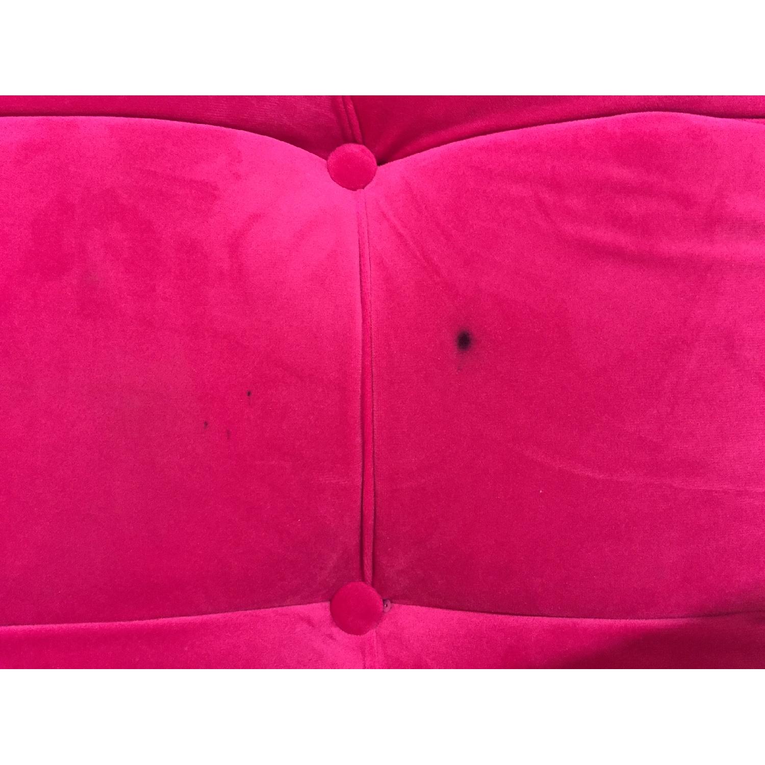 Hot Pink Velvet Tufted Sofa - image-3