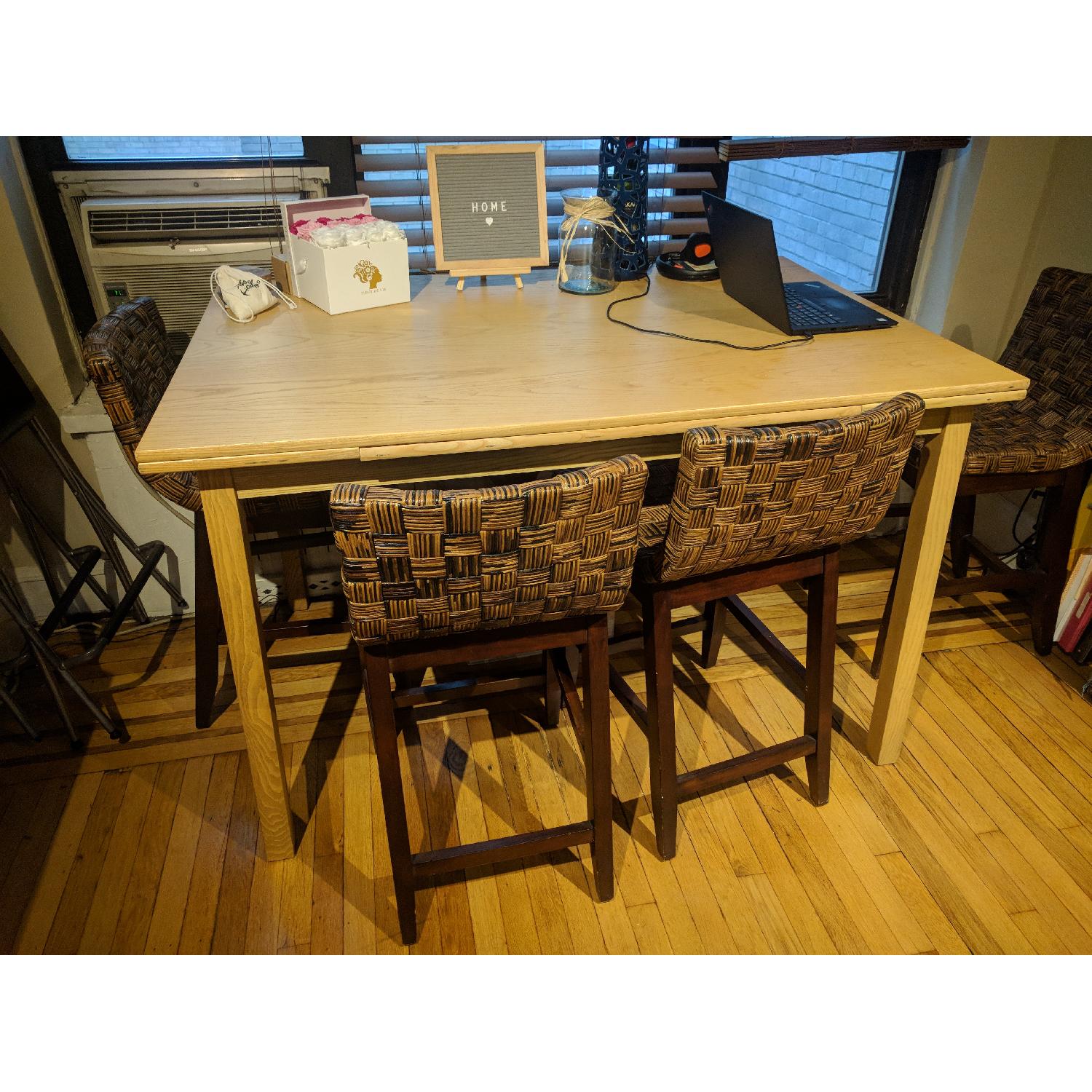 High Top Extension Table w/ 4 Stools - image-1