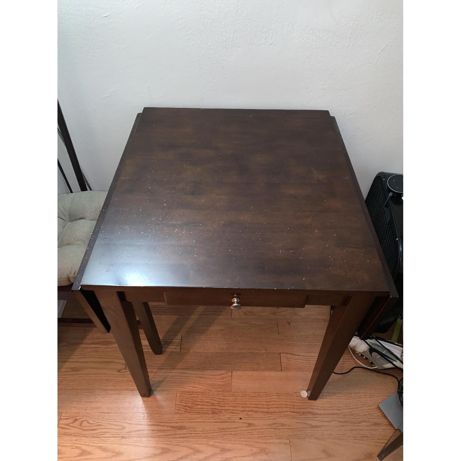 Wood Dining Table w/ Butterfly Leaf & 2 Chairs - AptDeco