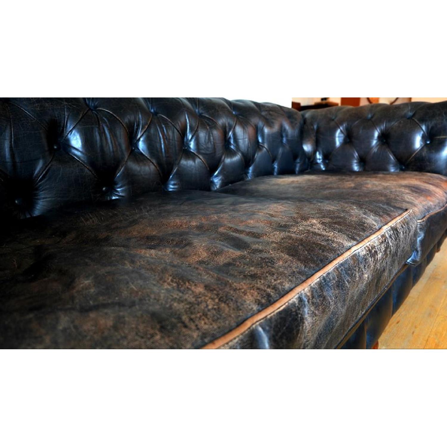 Restoration Hardware Leather Kensington Sofa - image-5
