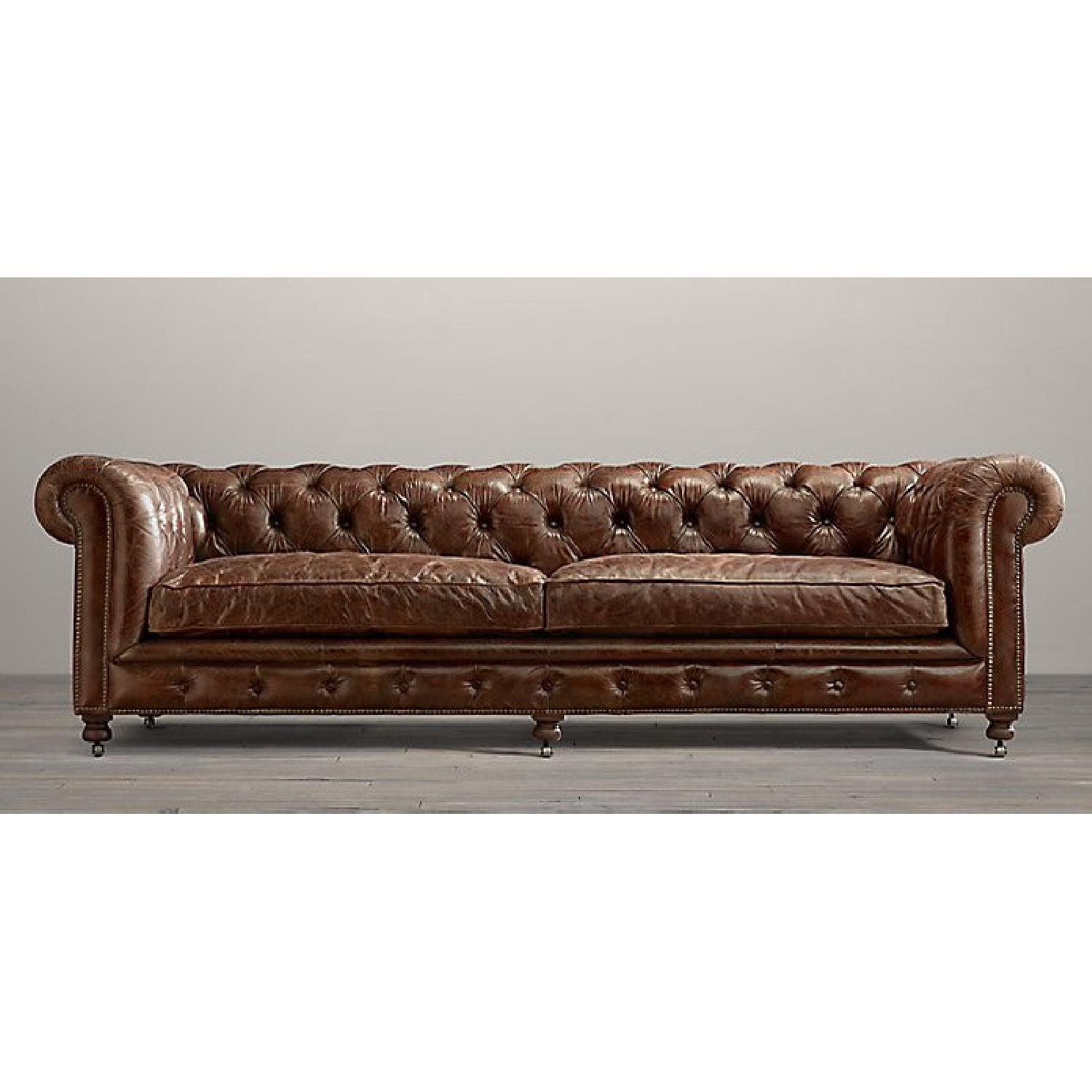 Restoration Hardware Leather Kensington Sofa - image-6