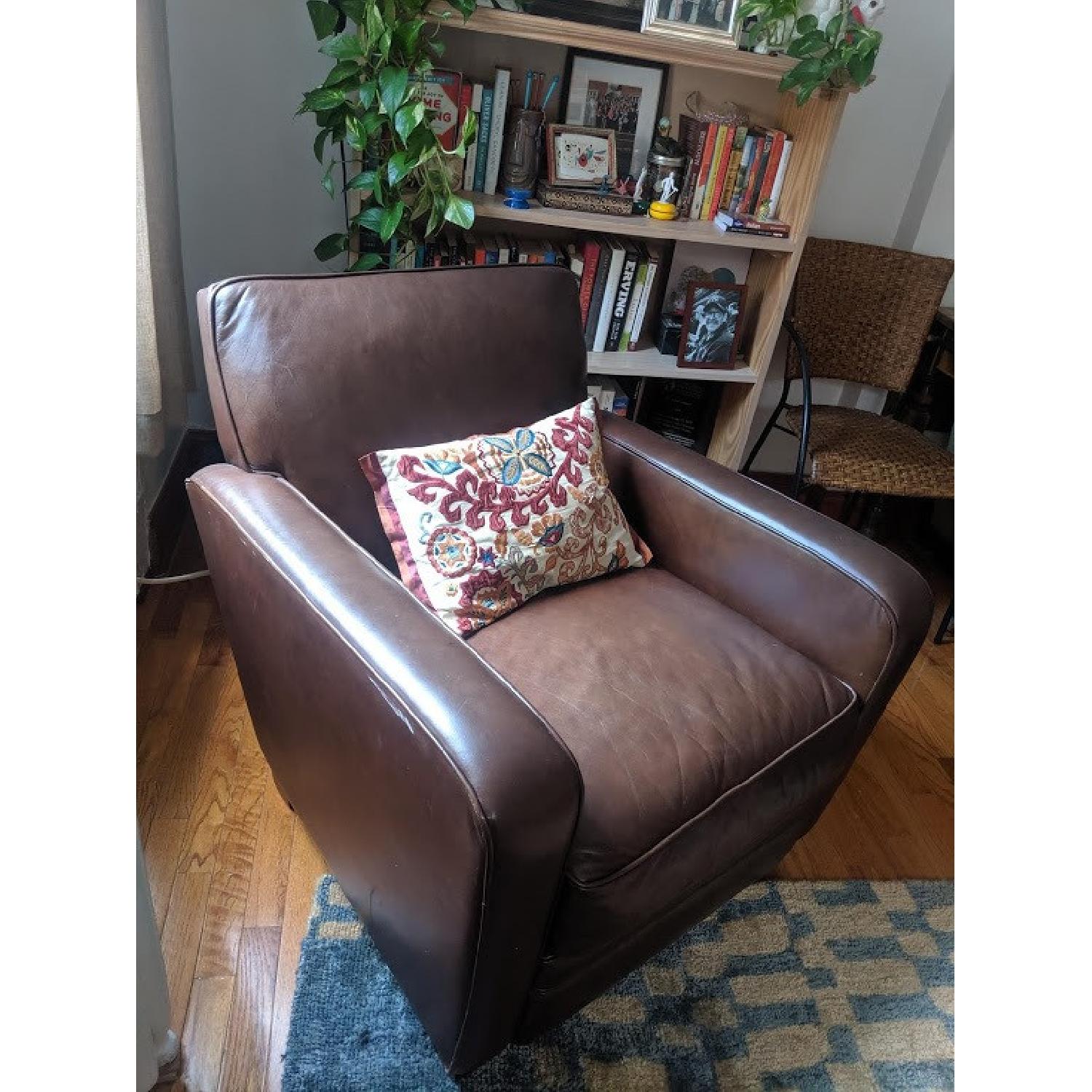 Pottery Barn Leather Armchair - image-1