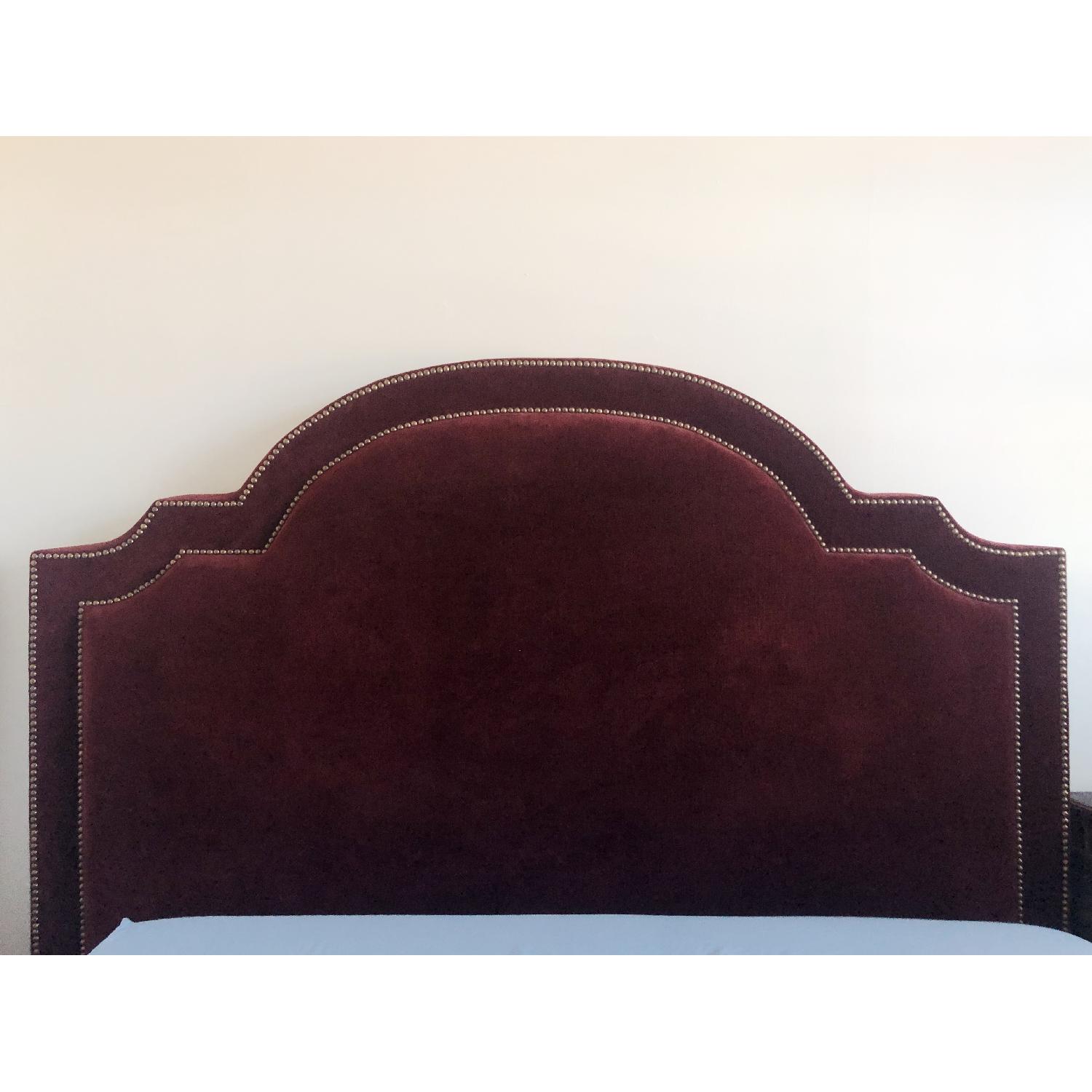 Modway Maroon Velvet Bed Frame w/ Cushioned Headboard - image-1