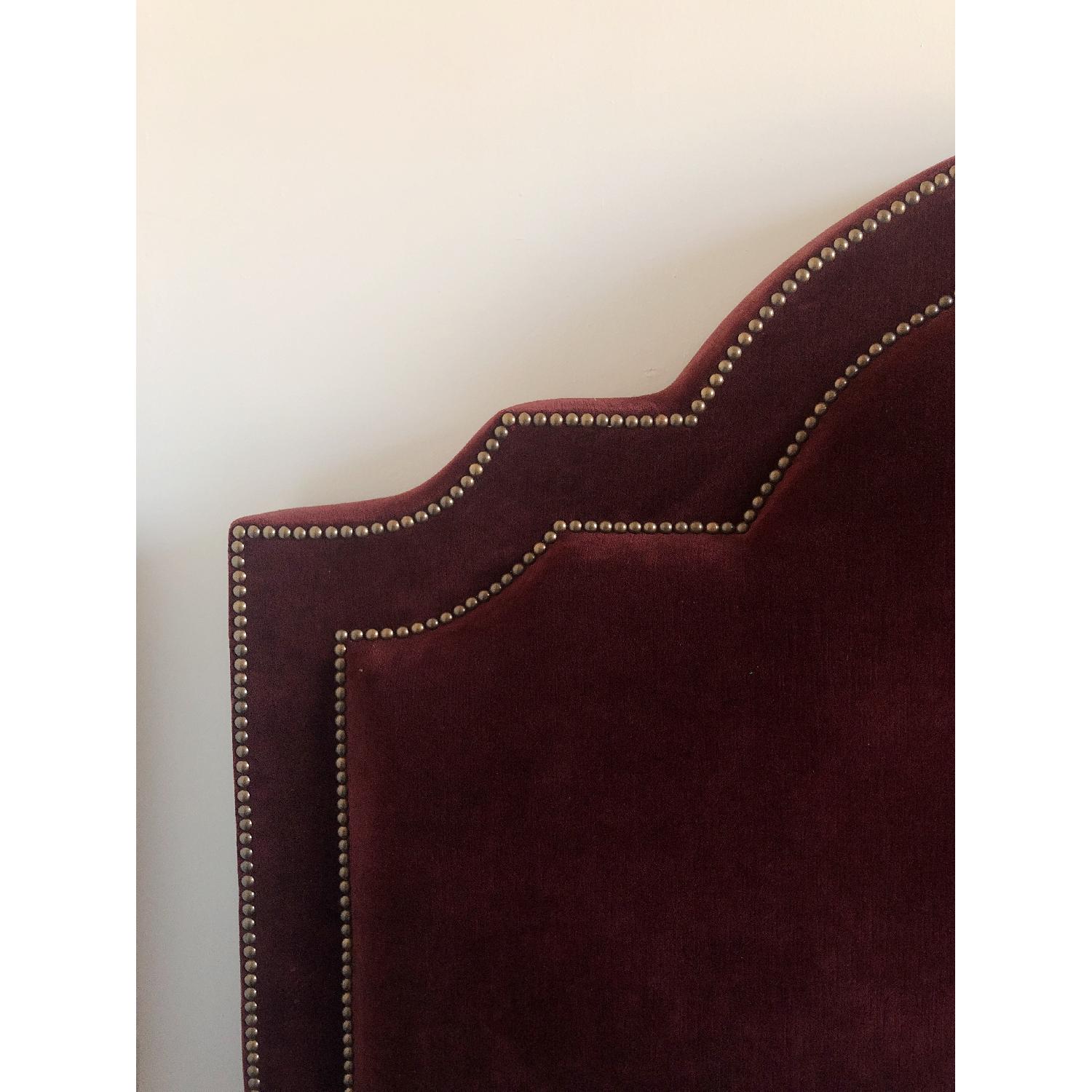 Modway Maroon Velvet Bed Frame w/ Cushioned Headboard - image-2