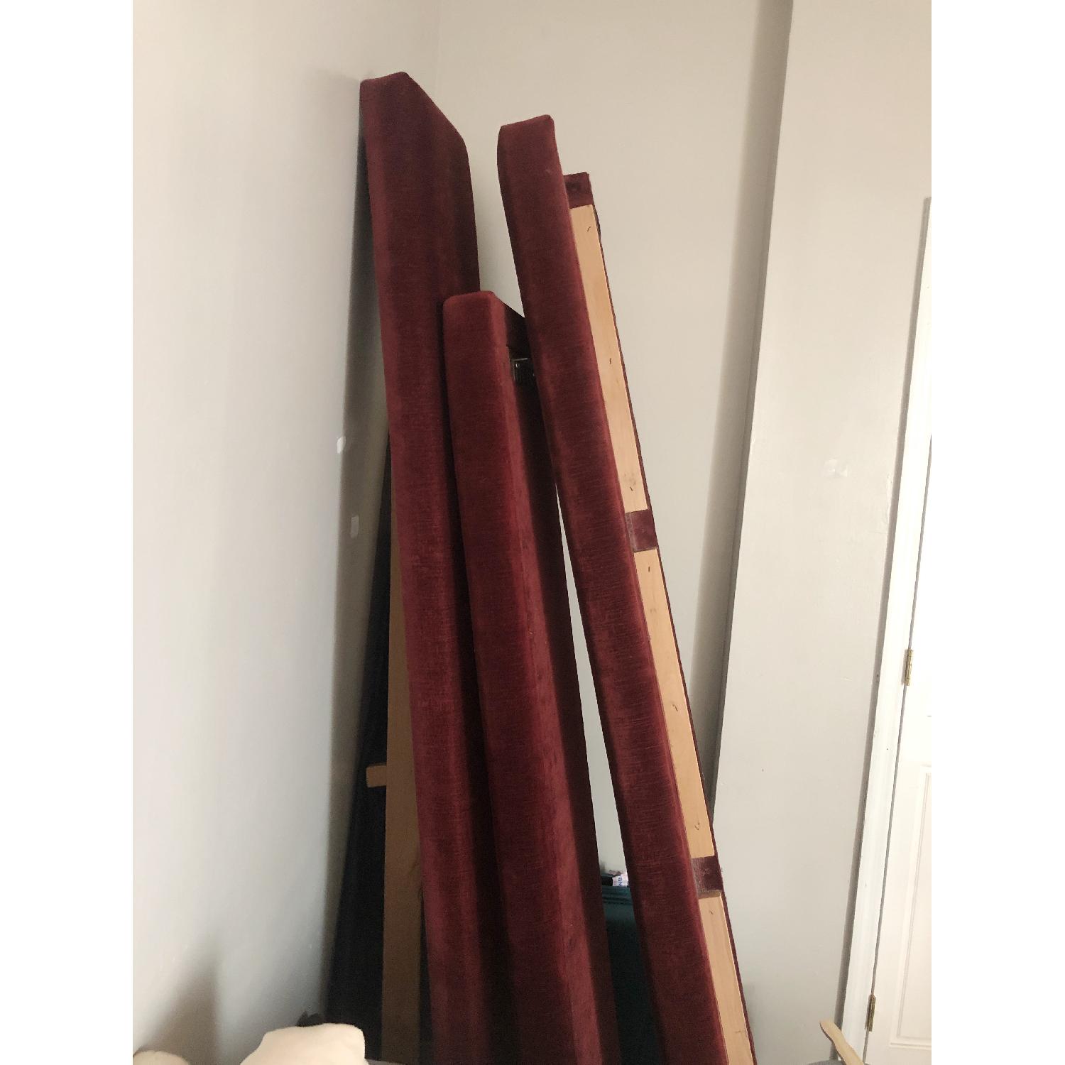 Modway Maroon Velvet Bed Frame w/ Cushioned Headboard - image-3