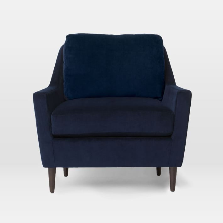 West Elm Everett Chair in Luster Velvet Celestial Blue