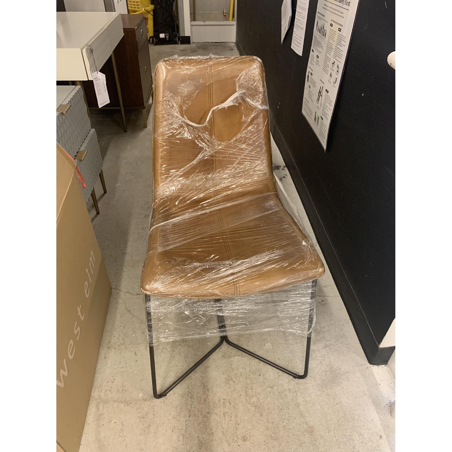 West Elm Slope Leather Dining Chair in Saddle AptDeco