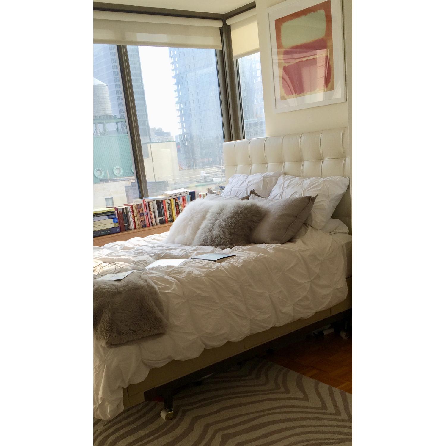 West Elm Leather Tall Grid-Tufted Headboard - image-2