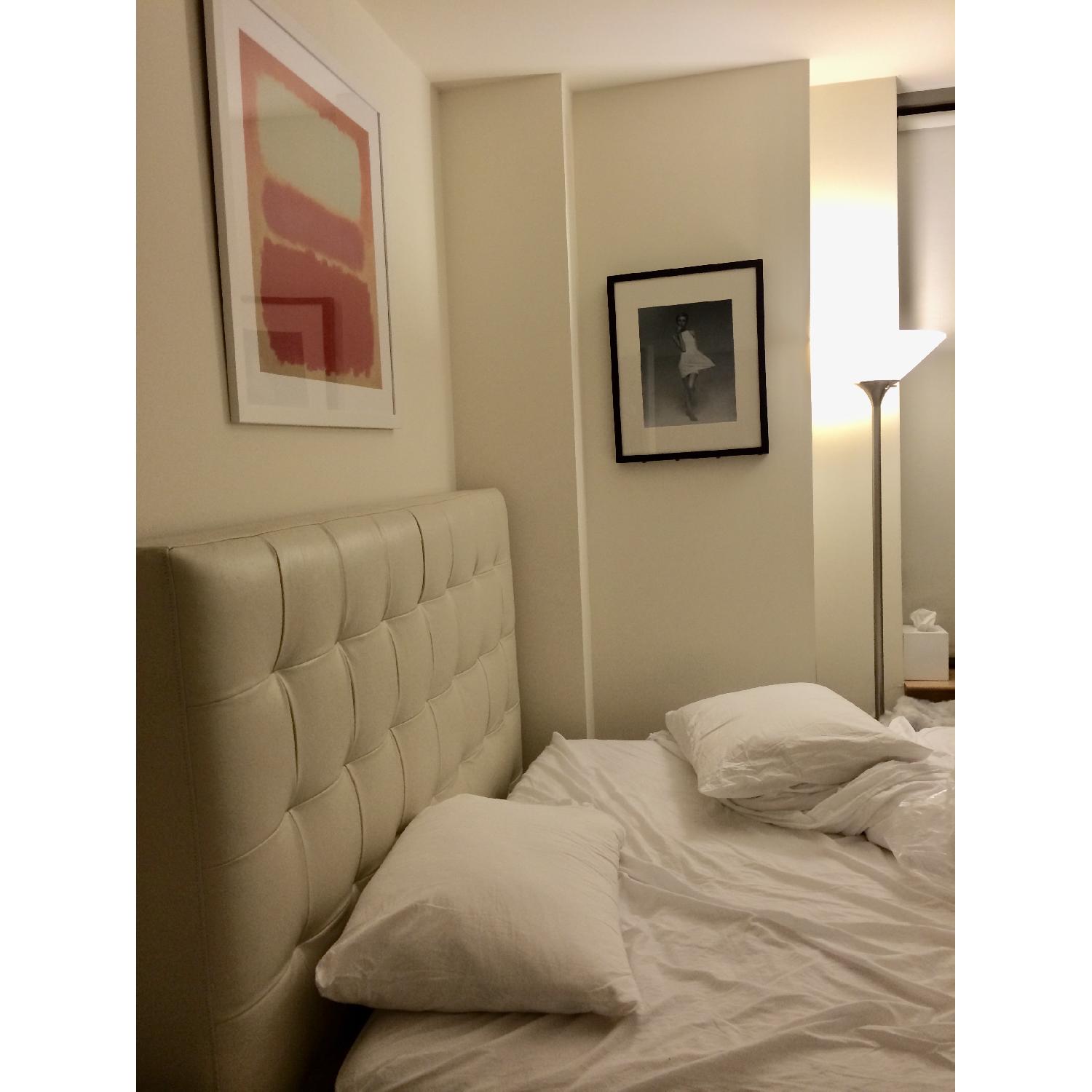 West Elm Leather Tall Grid-Tufted Headboard - image-3