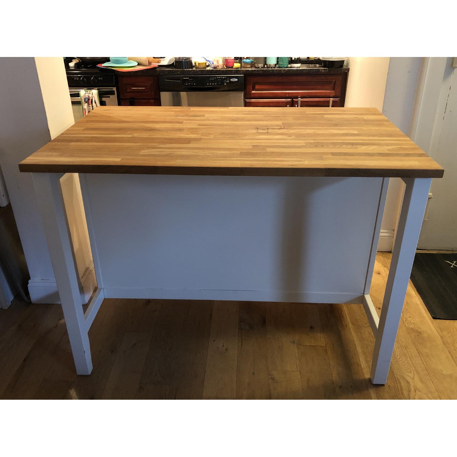 Ikea Kitchen Island w/ Storage Shelves - image-3