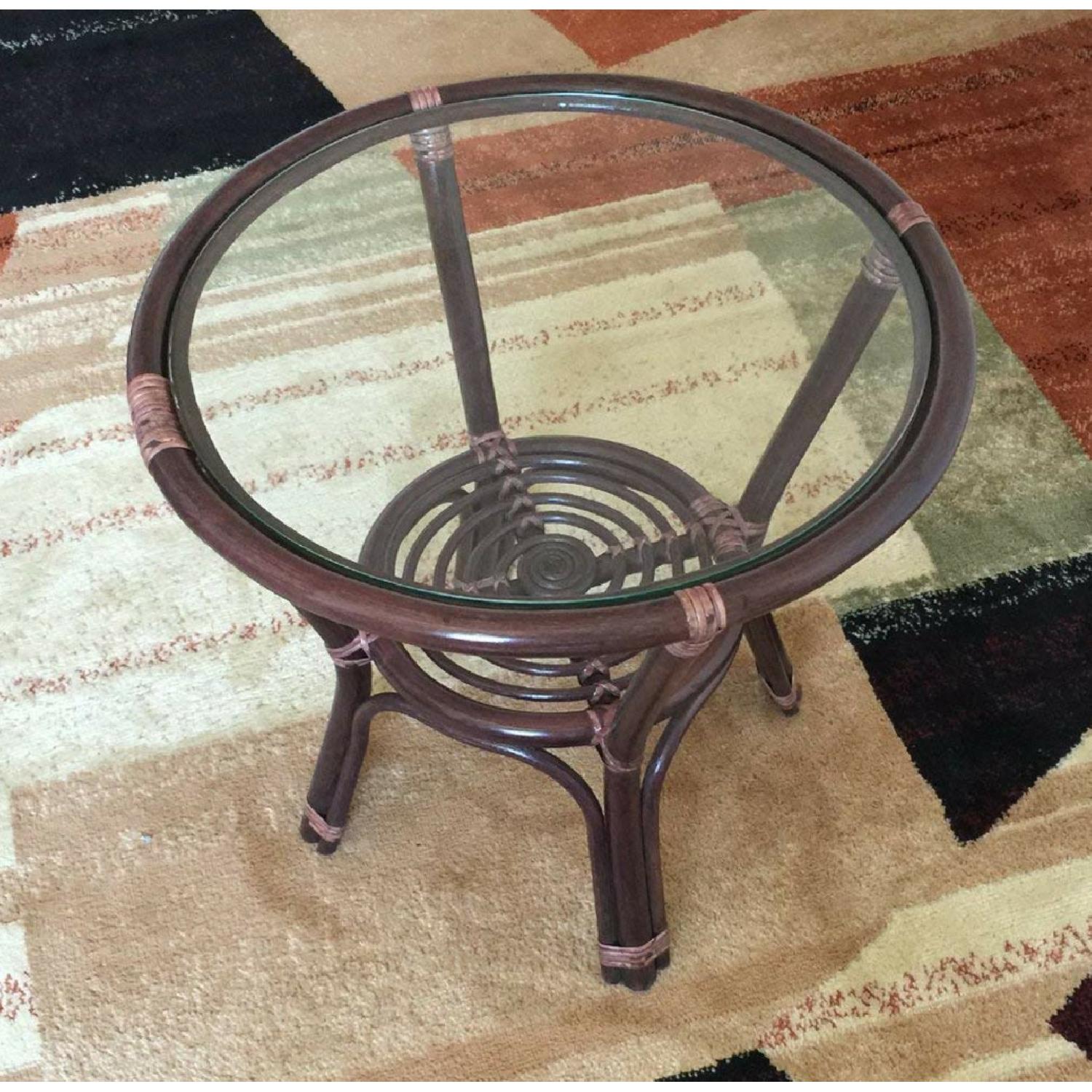 Rattan Wicker Round Coffee Table AptDeco