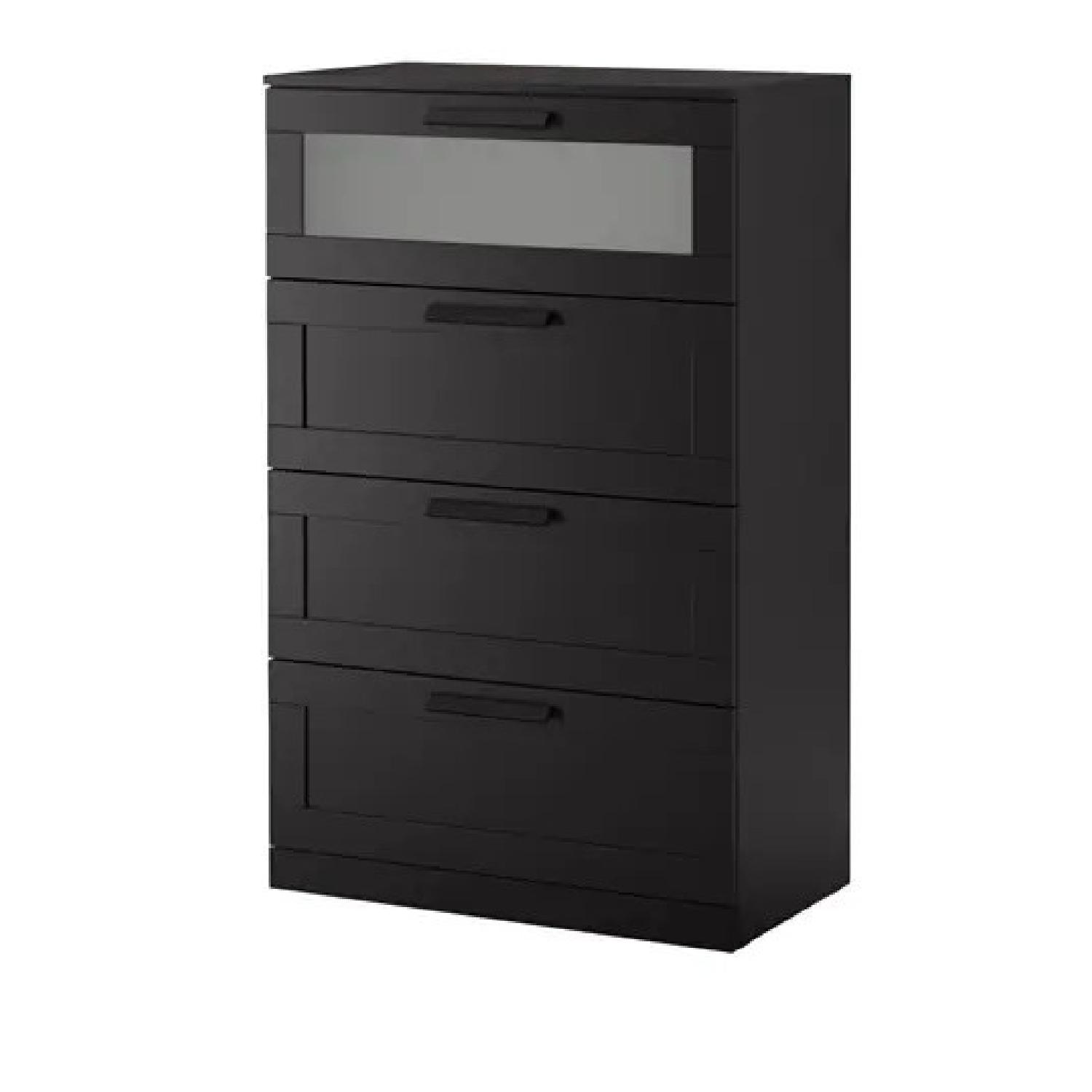 Ikea 4-Drawer Dresser in Black w/ Frosted Glass - image-0