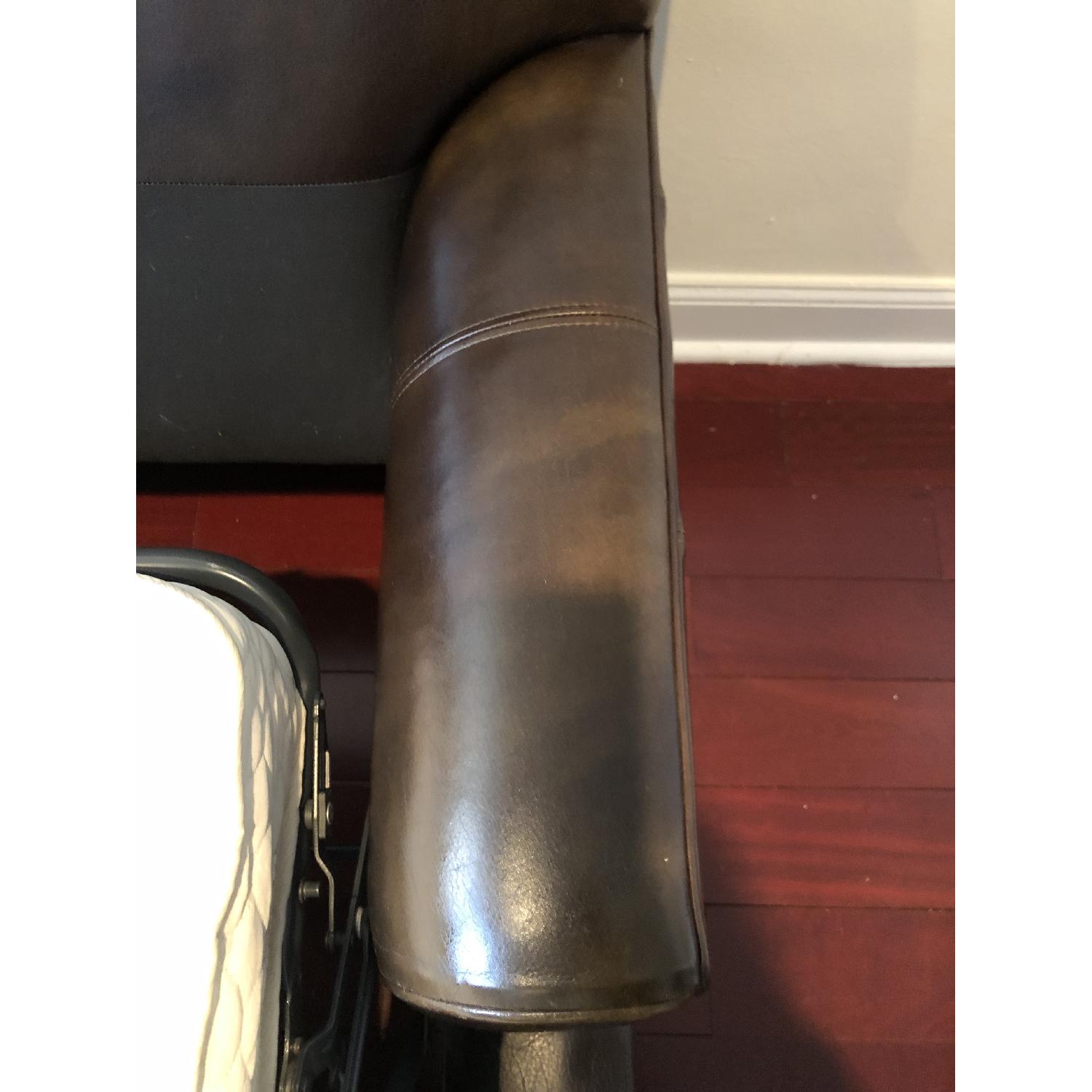 Ethan Allen Leather Sleeper Loveseat - image-5