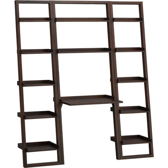 Crate & Barrel Sloane Leaning Desk & 2 Bookshelves