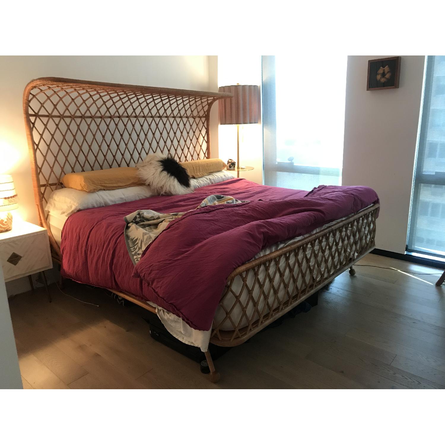Anthropologie Curved Rattan King Bed - image-12