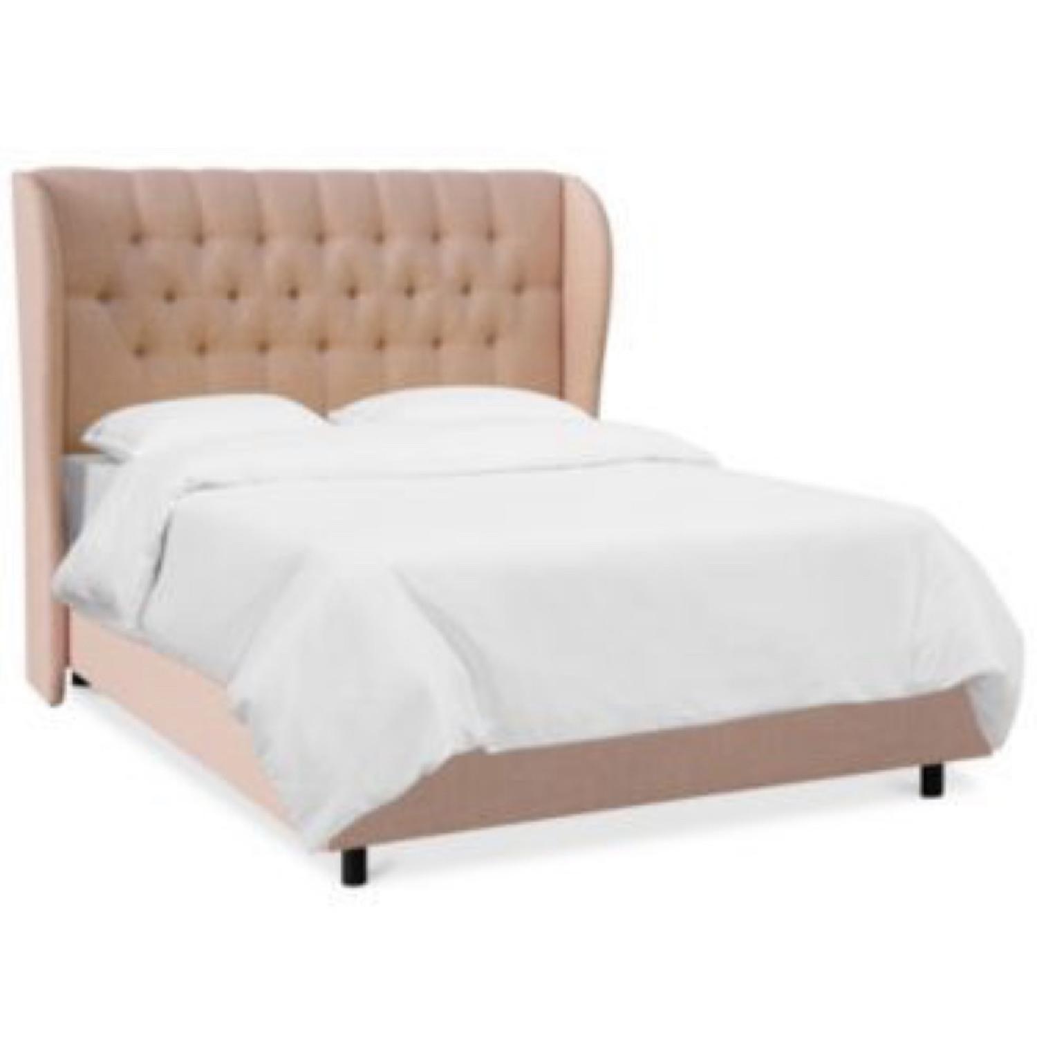 Macy's Avery Tufted Queen Wingback Bed Frame AptDeco
