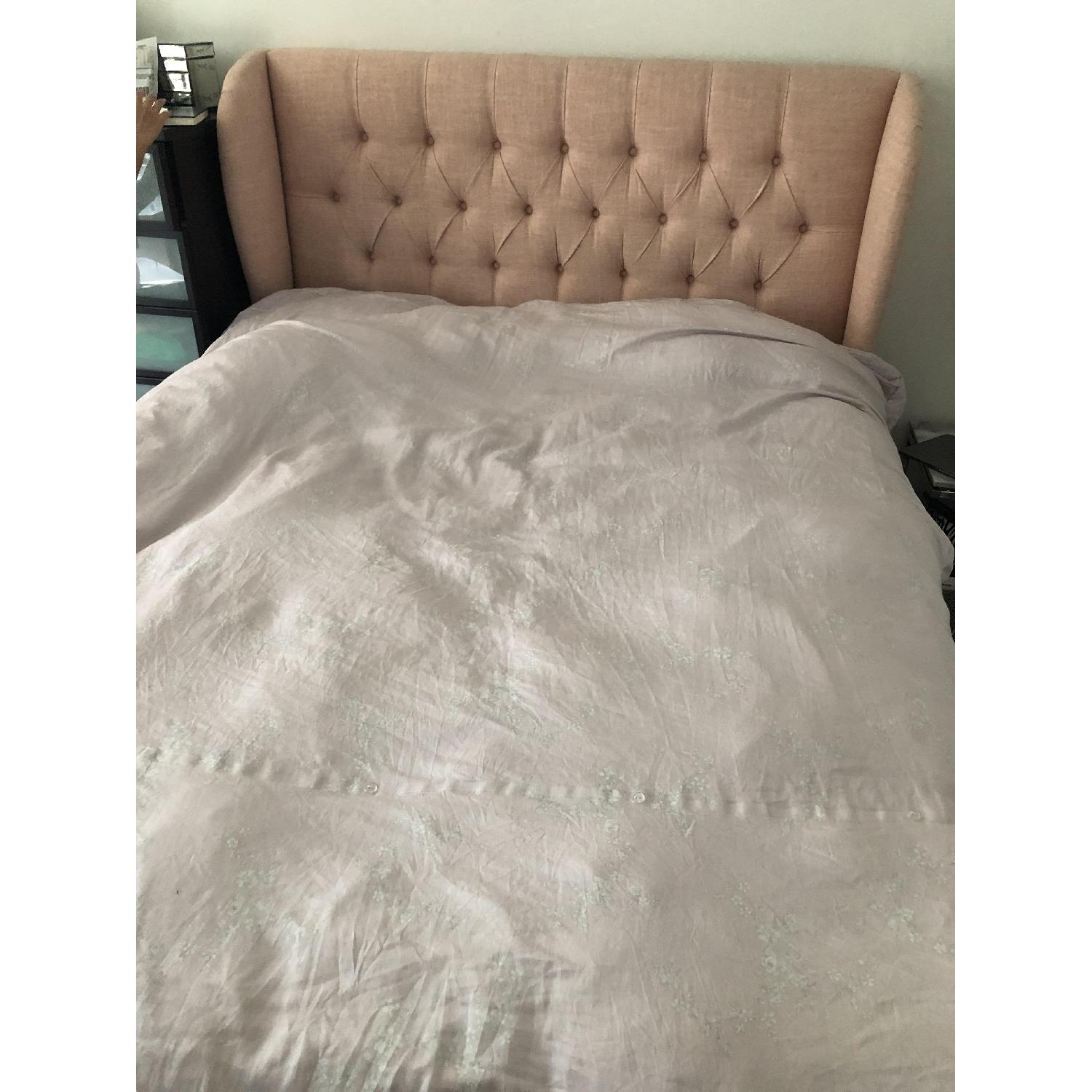 Macy's Avery Tufted Queen Wingback Bed Frame AptDeco