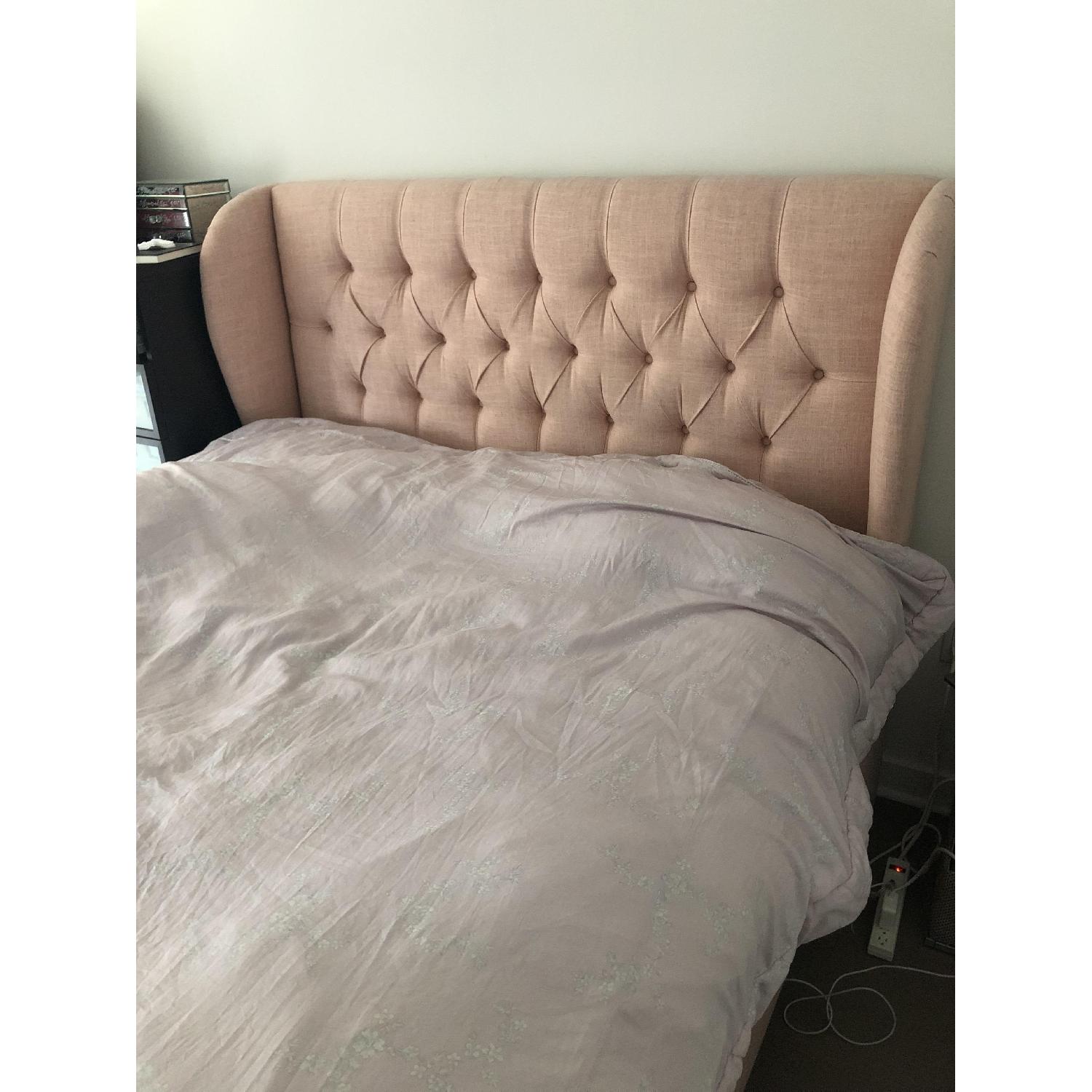 Macy's Avery Tufted Queen Wingback Bed Frame AptDeco