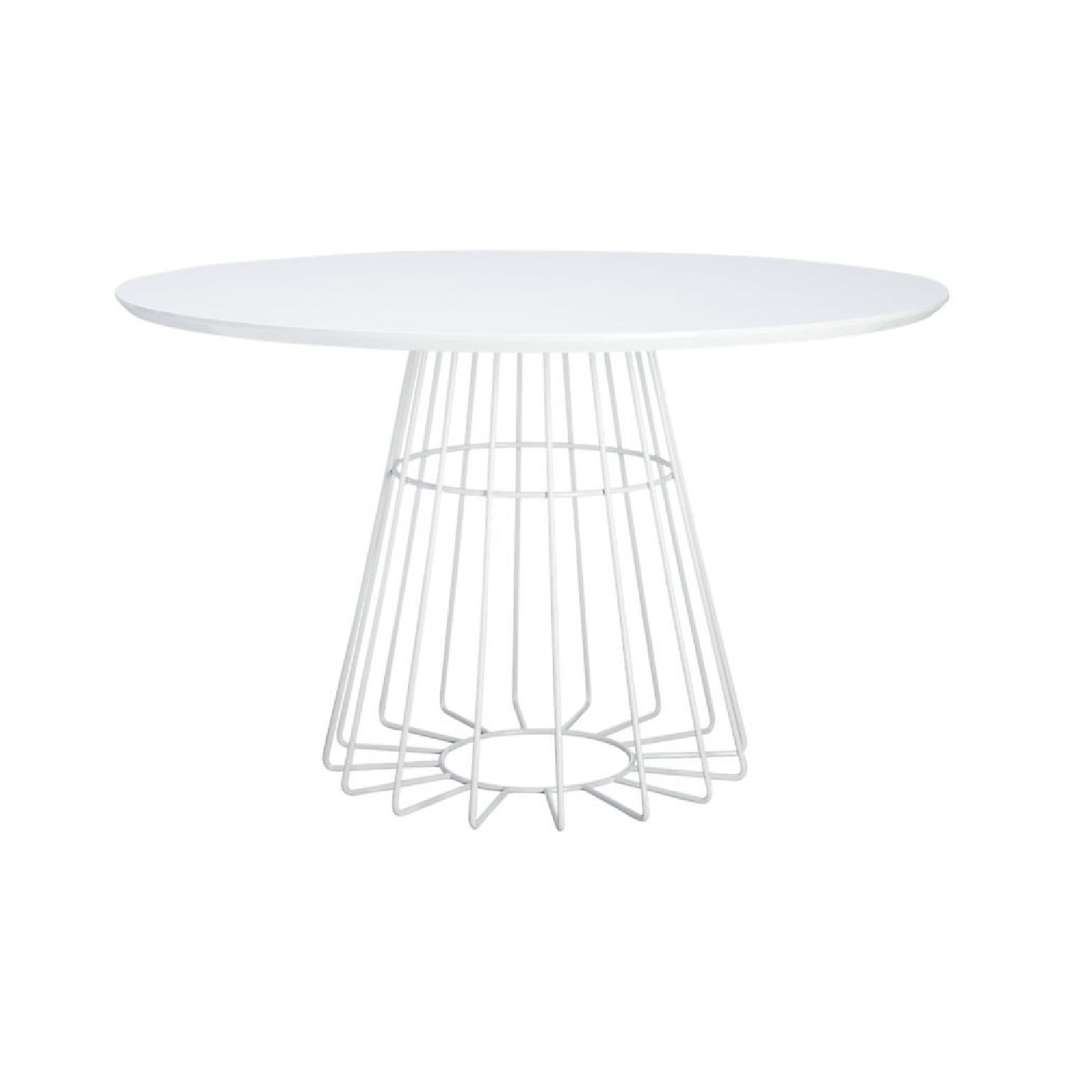 CB2 White Wire Base Dining Table AptDeco