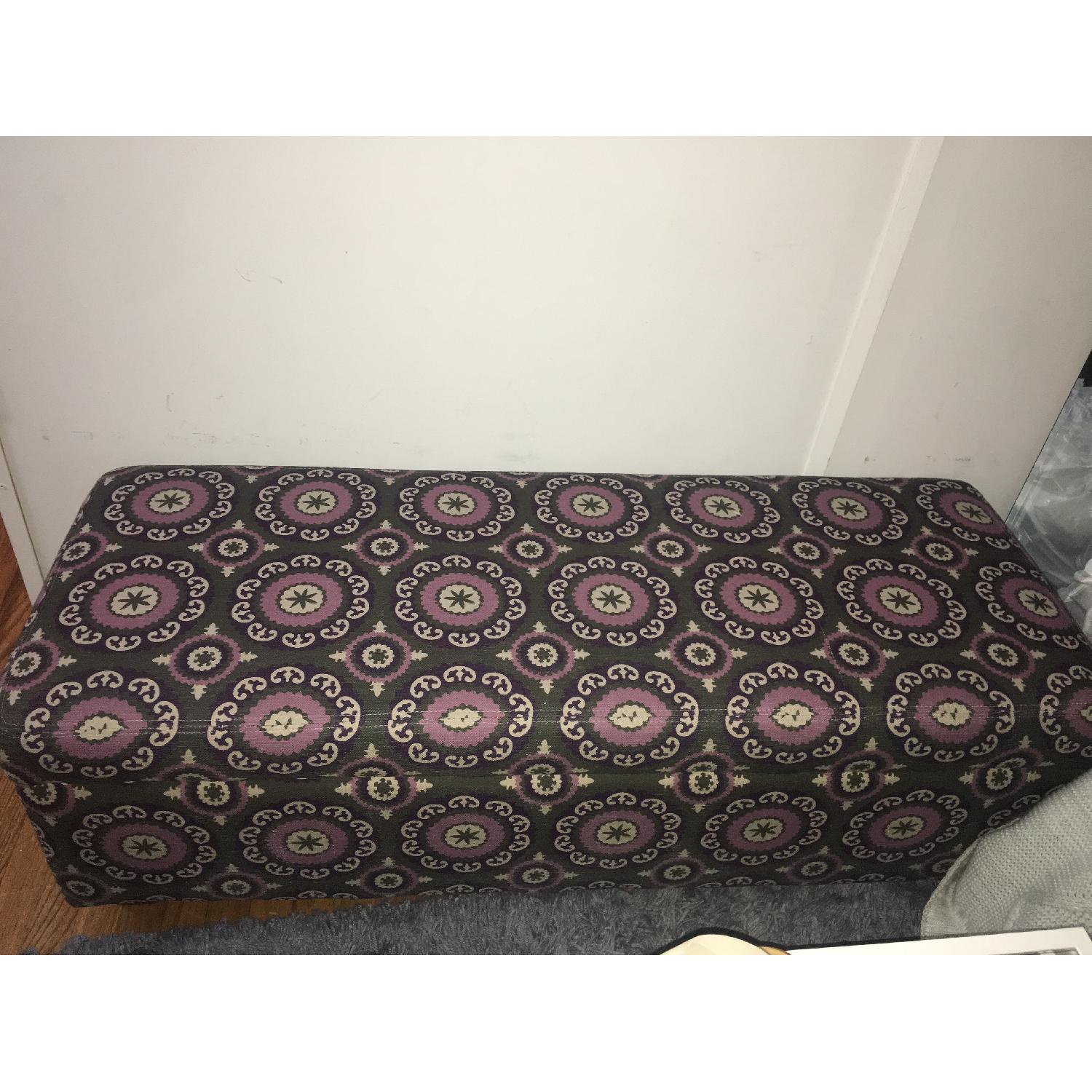 Purple & Grey Fabric Storage Bench - image-1