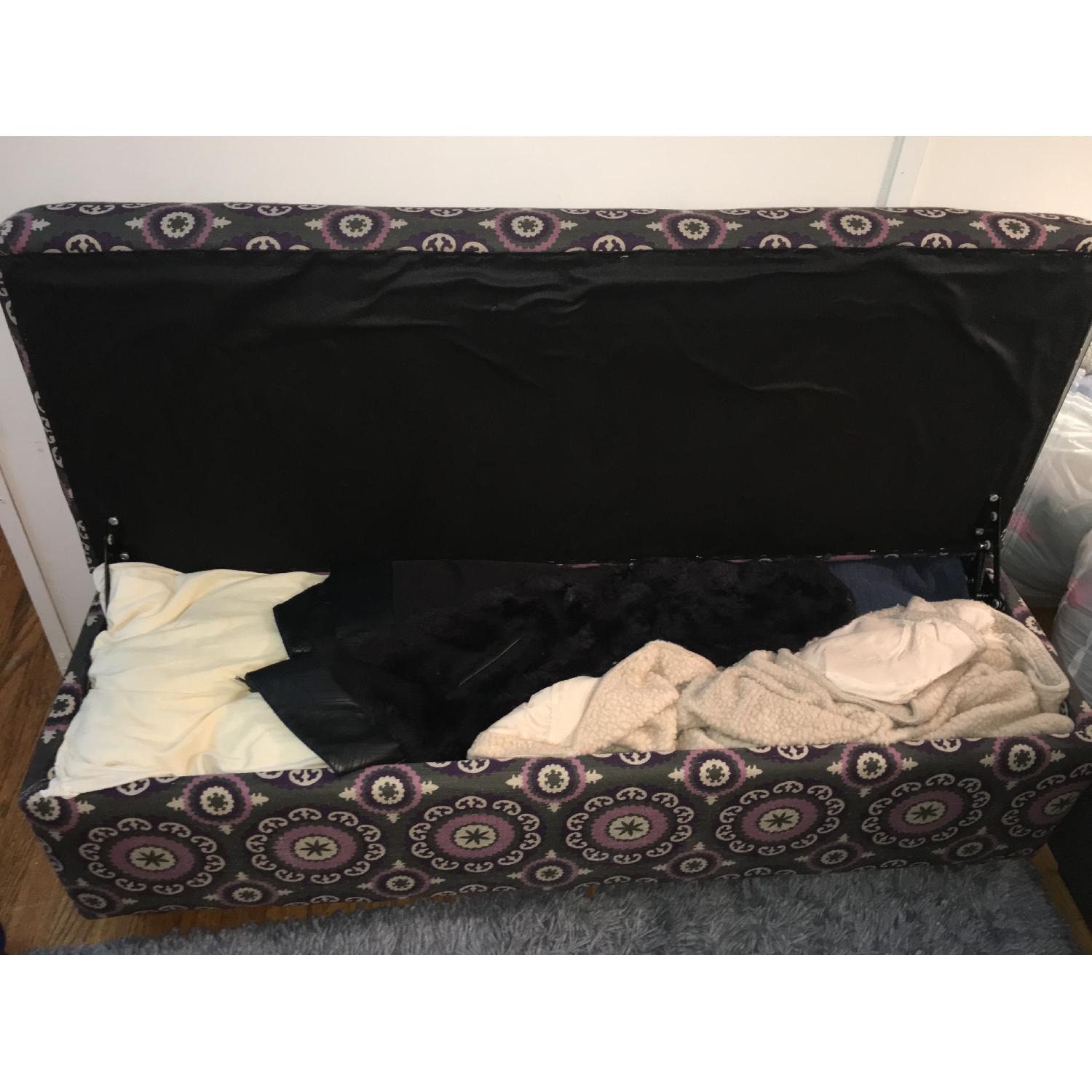 Purple & Grey Fabric Storage Bench - image-2